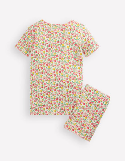 Snug Short John Pyjamas-Multi Summer Flowerbed-5