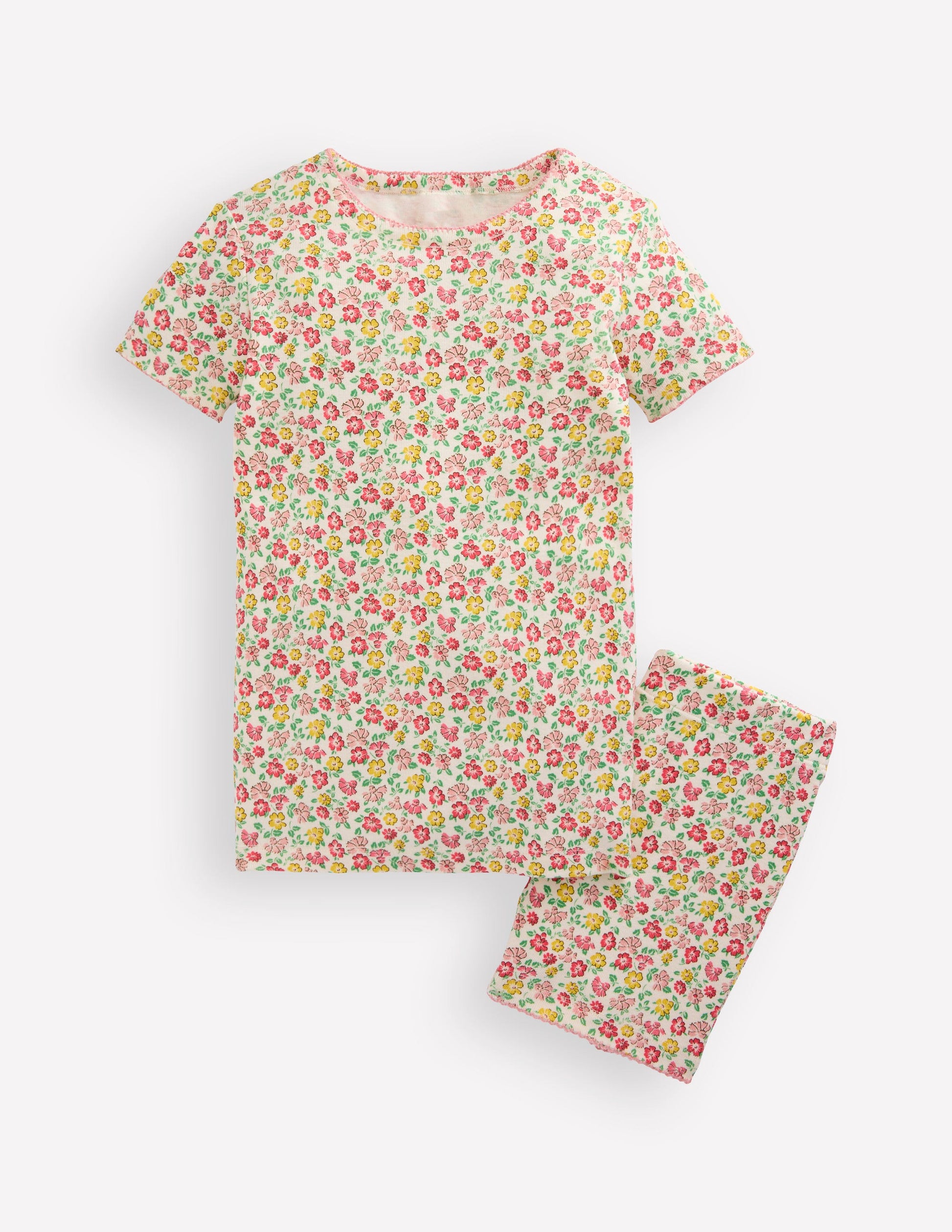 Snug Short John Pyjamas-Multi Summer Flowerbed-4