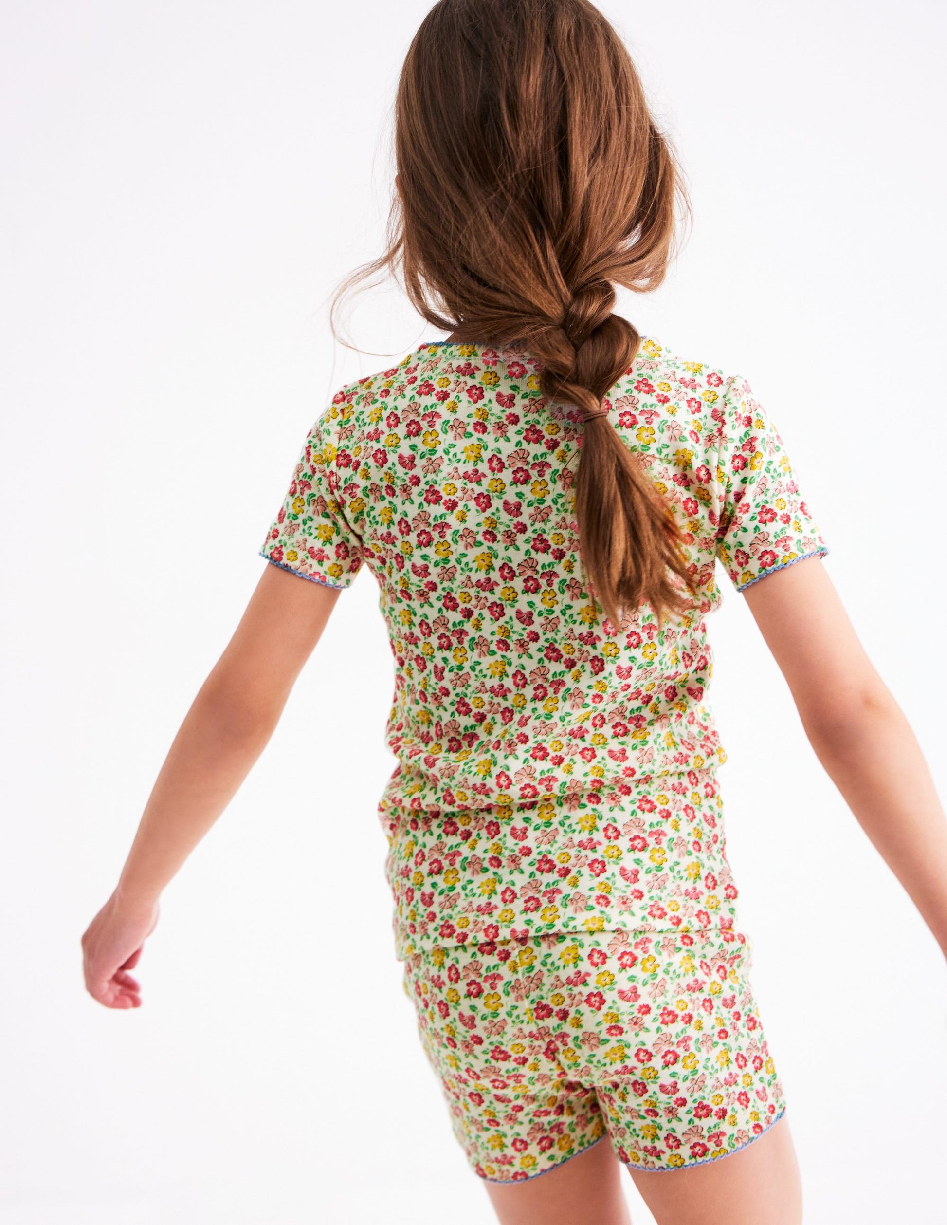 Snug Short John Pyjamas-Multi Summer Flowerbed-2