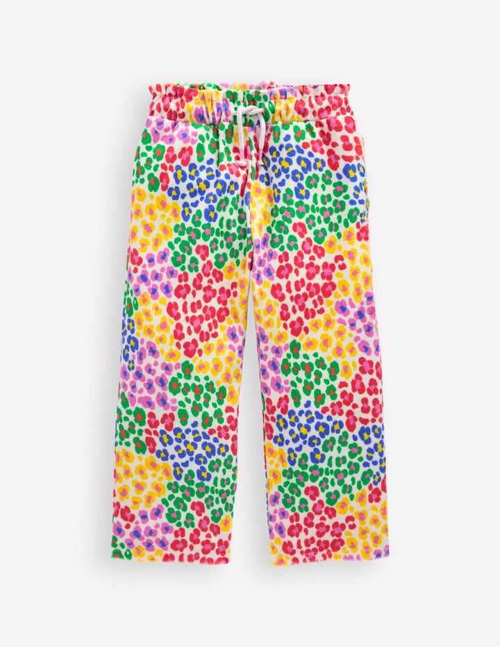 Towelling Trousers-Multi Rainbow Leopard