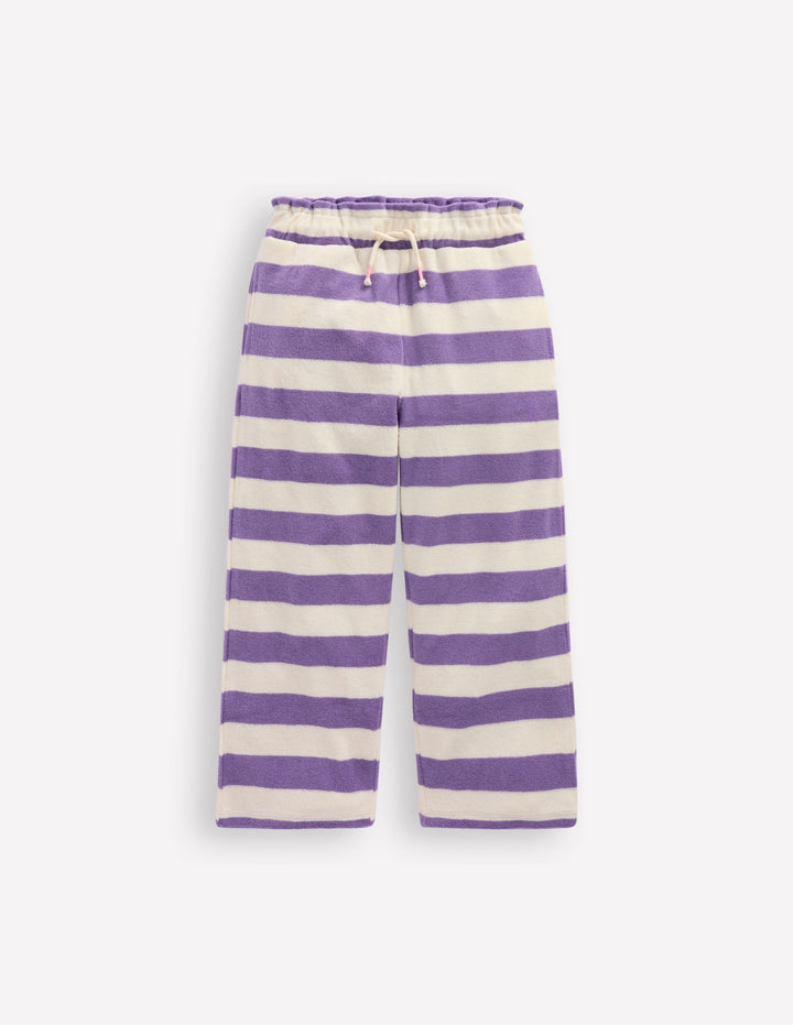 Towelling Trousers-Soft Ivory/Aster Purple