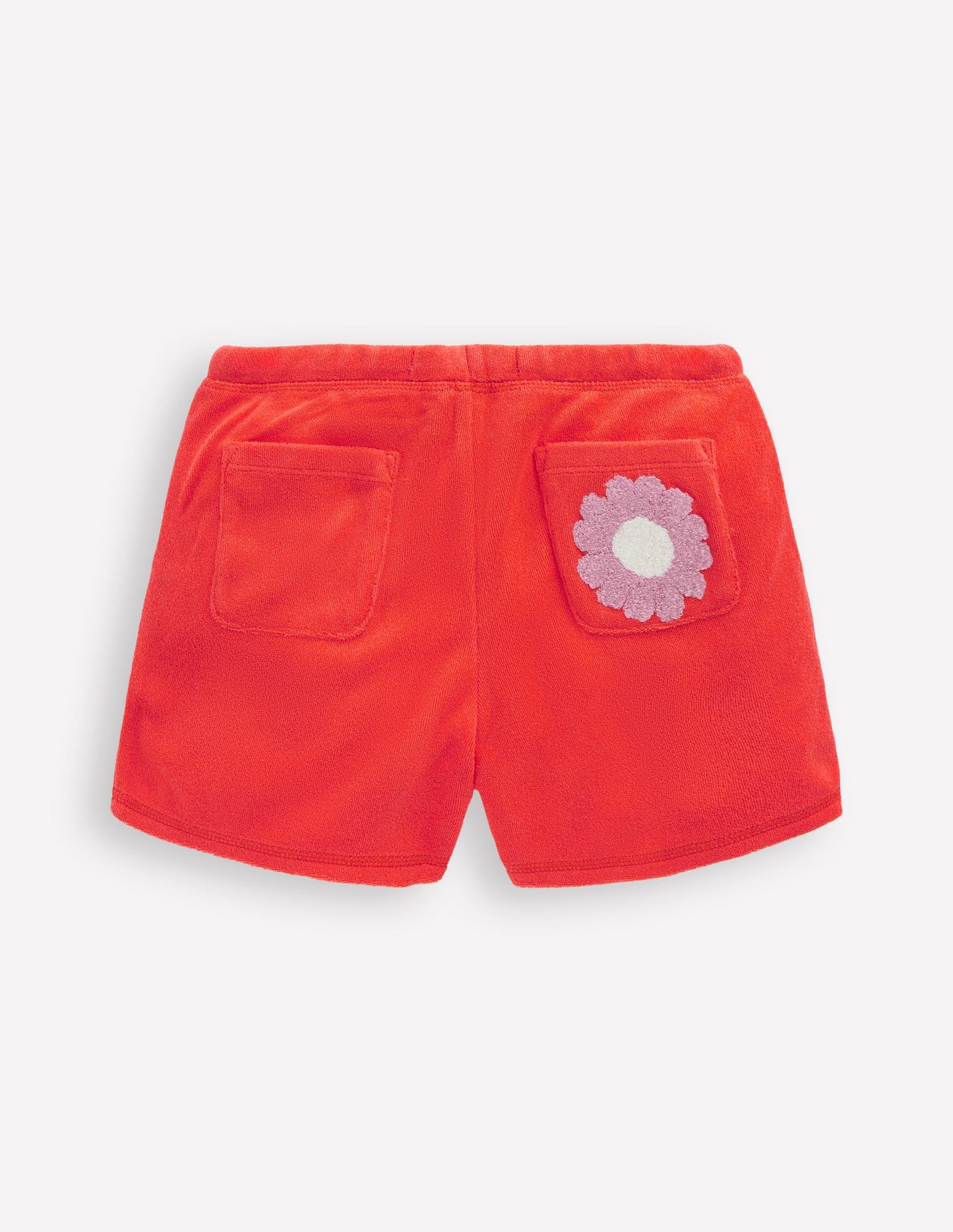 Printed Towelling Short-Coral Orange Flowers