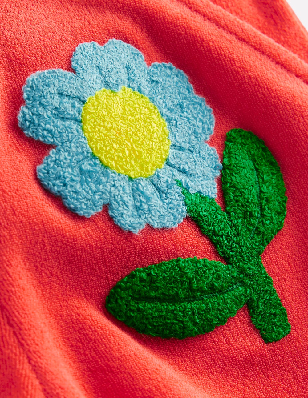 Printed Towelling Short-Coral Orange Flowers