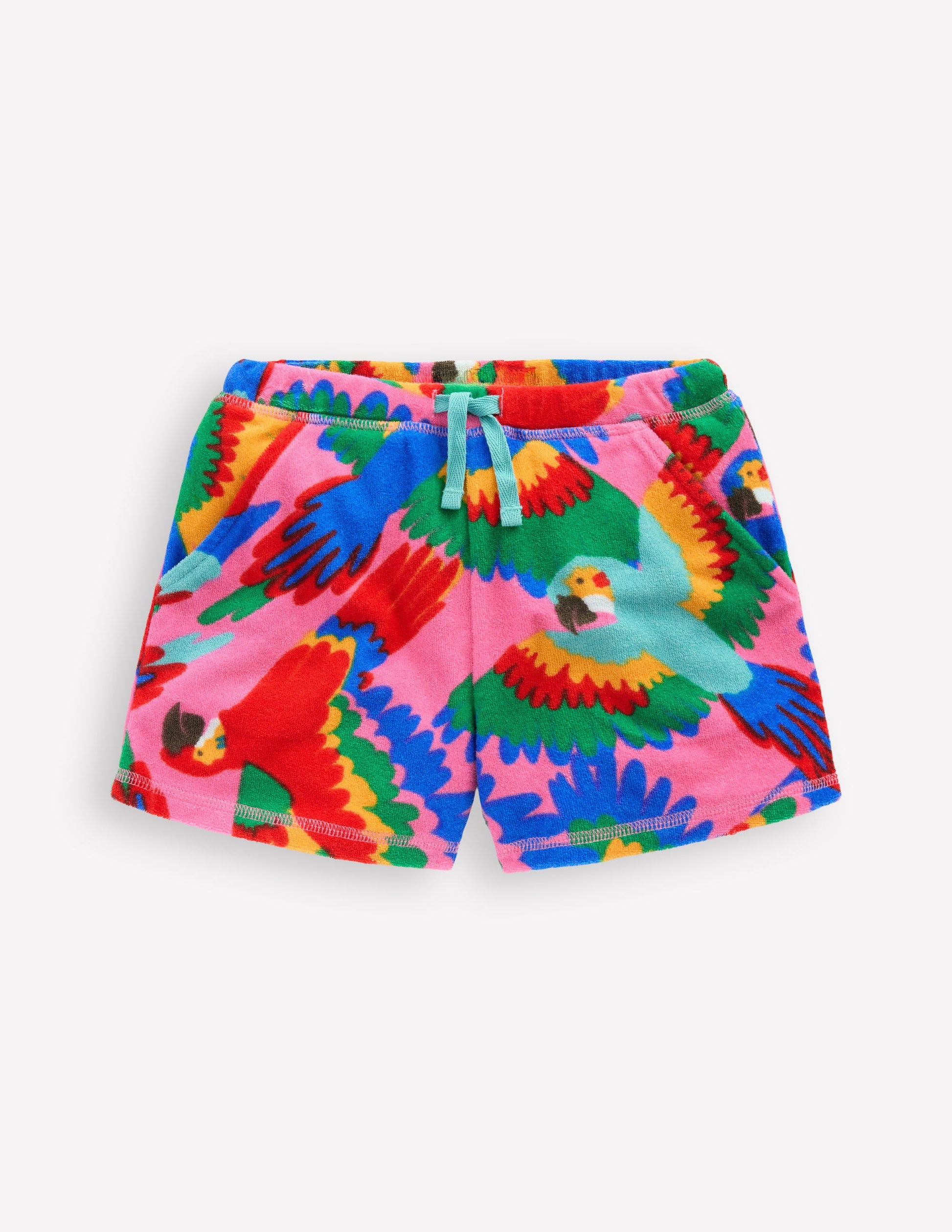 Printed Towelling Short-Multi Rainbow Parrot-1