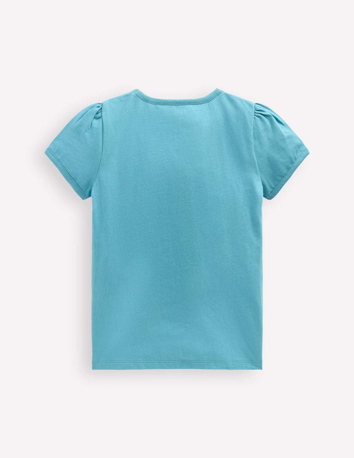 Puff Sleeve Superstitch Top-Aqua Sea Blue Fish
