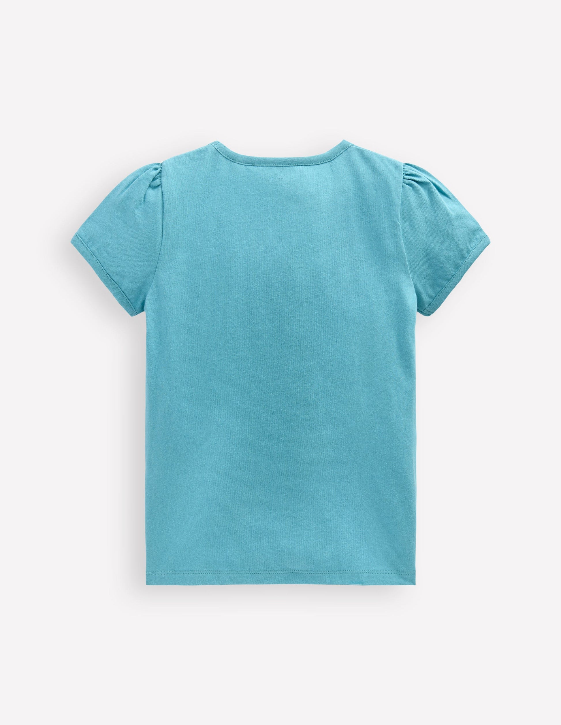 Puff Sleeve Superstitch Top-Aqua Sea Blue Fish-4