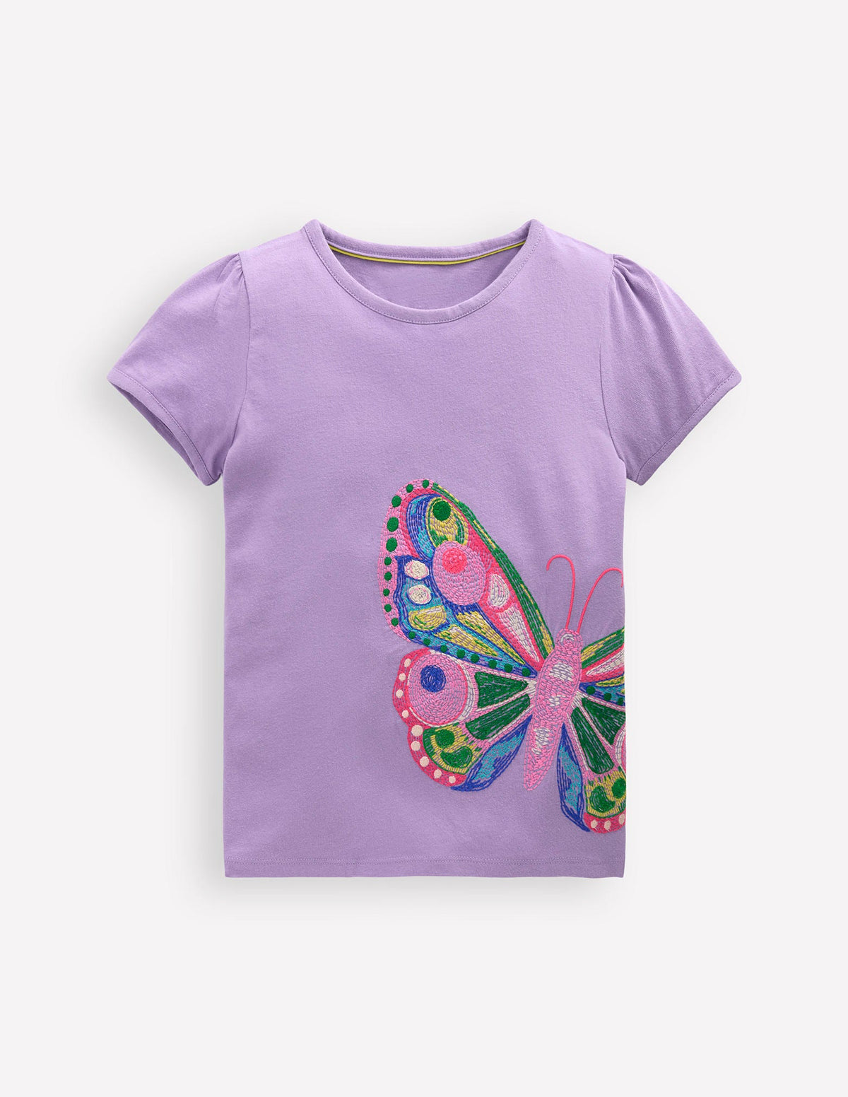 Puff Sleeve Superstitch Top-Parma Violet Purple Butterfly - Image 1