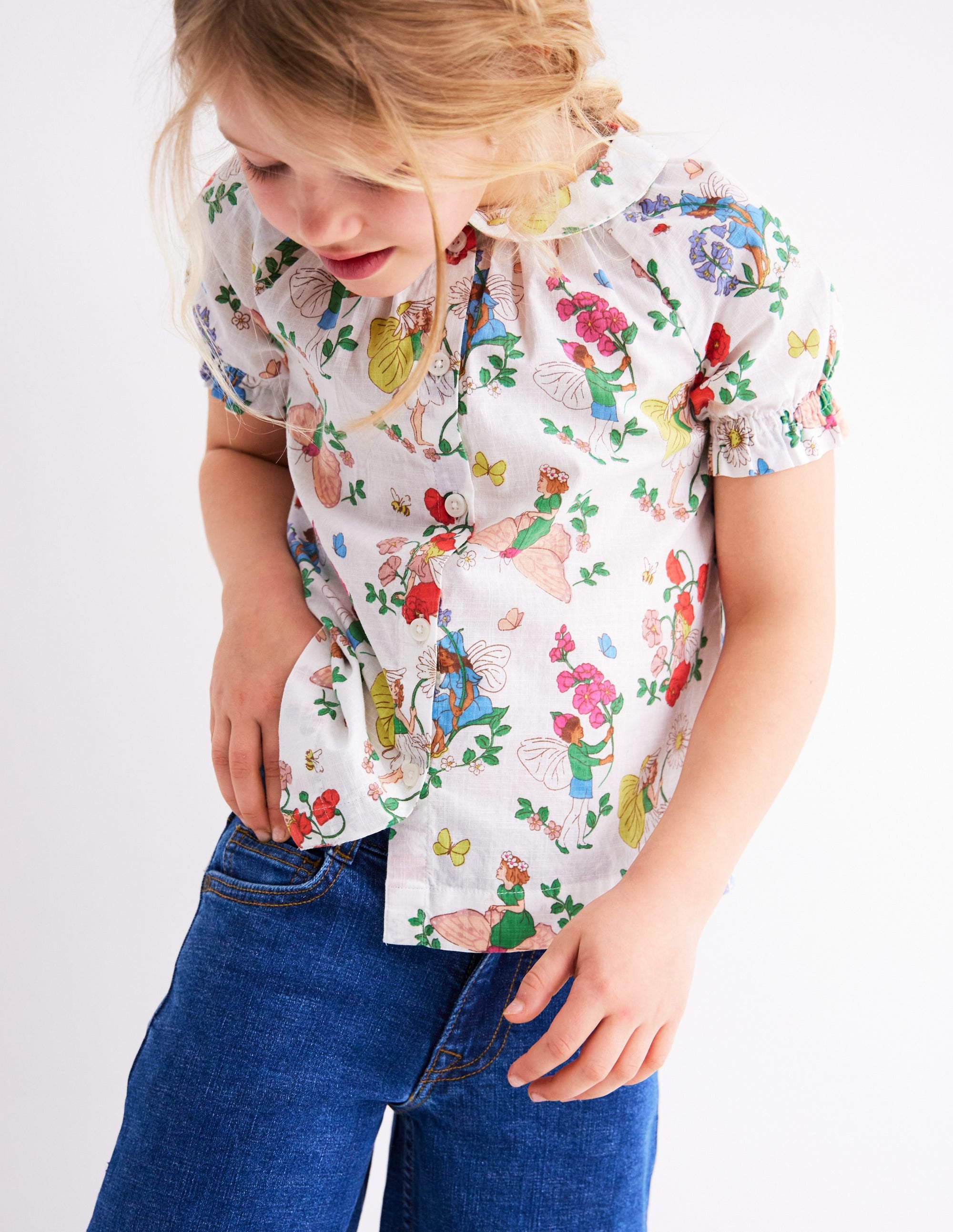 Woven Collared Top-Soft Ivory Flower Fairy - Image 2