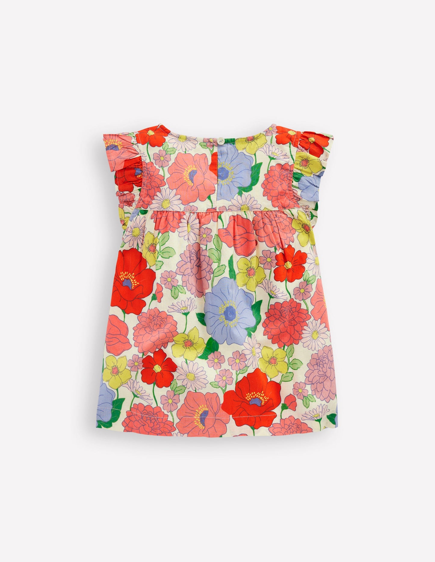 Frill Sleeve Woven Top-Multi Summer Garden