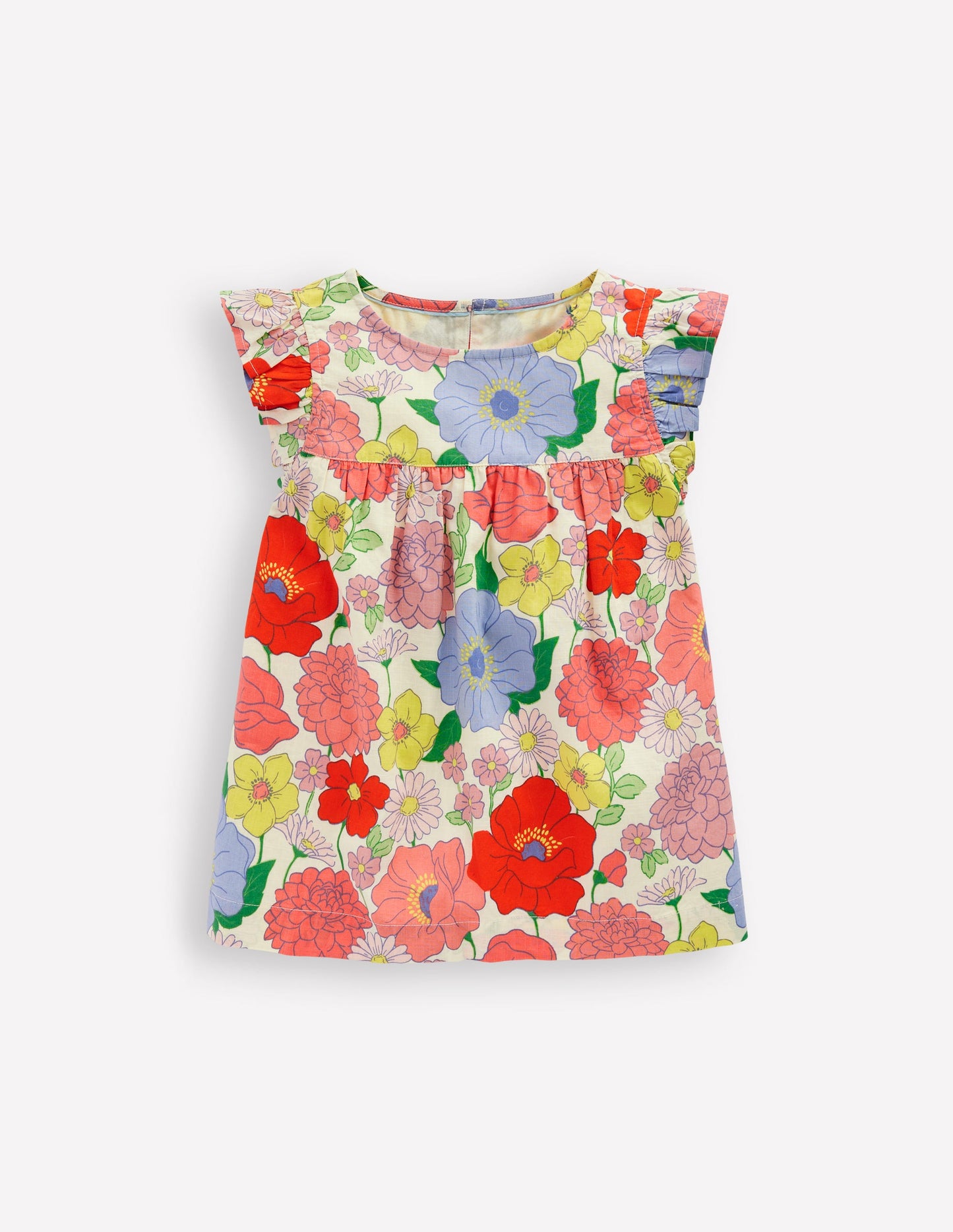 Frill Sleeve Woven Top-Multi Summer Garden