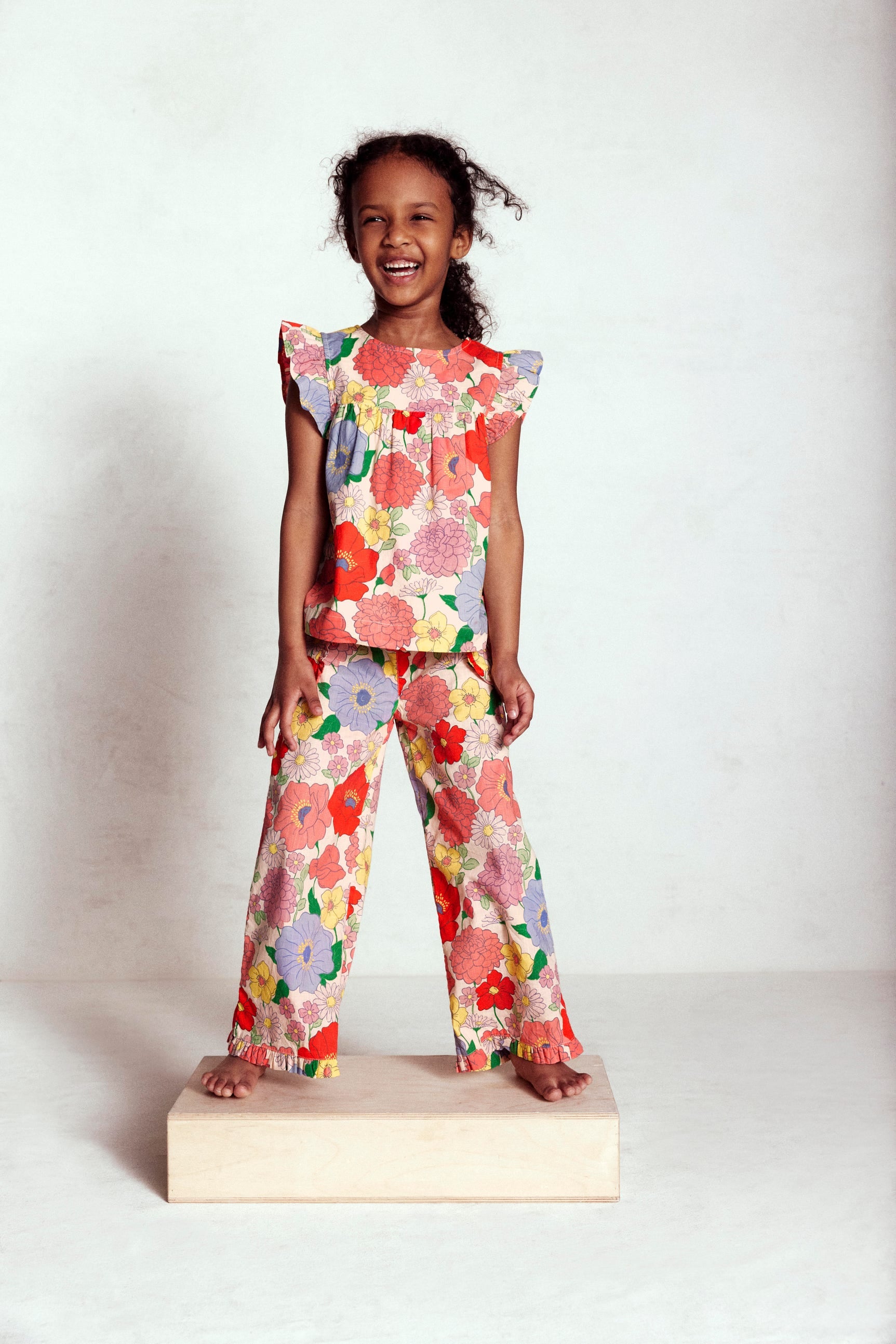 Frill Sleeve Woven Top-Multi Summer Garden-7