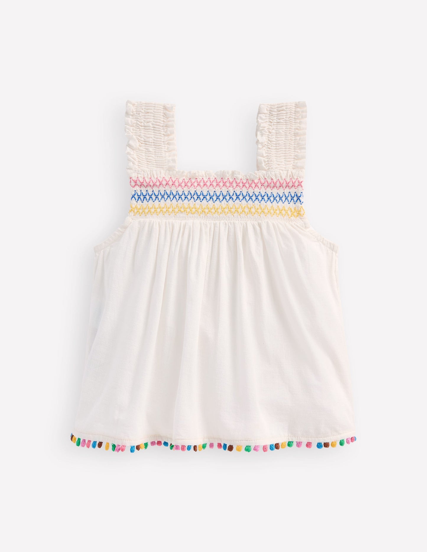 Smocked Woven Top-Soft Ivory
