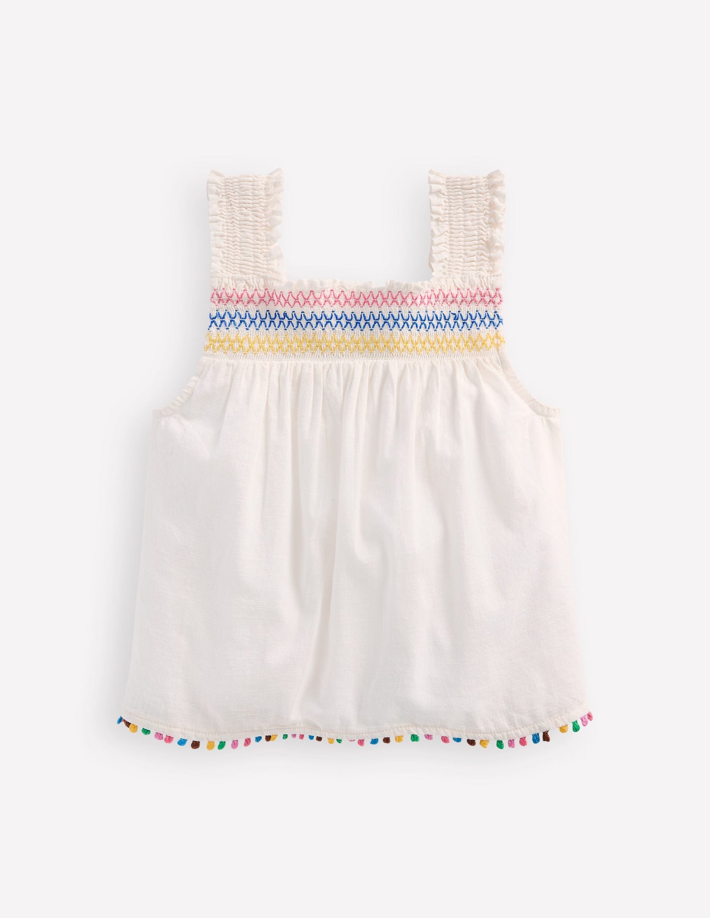 Smocked Woven Top-Soft Ivory