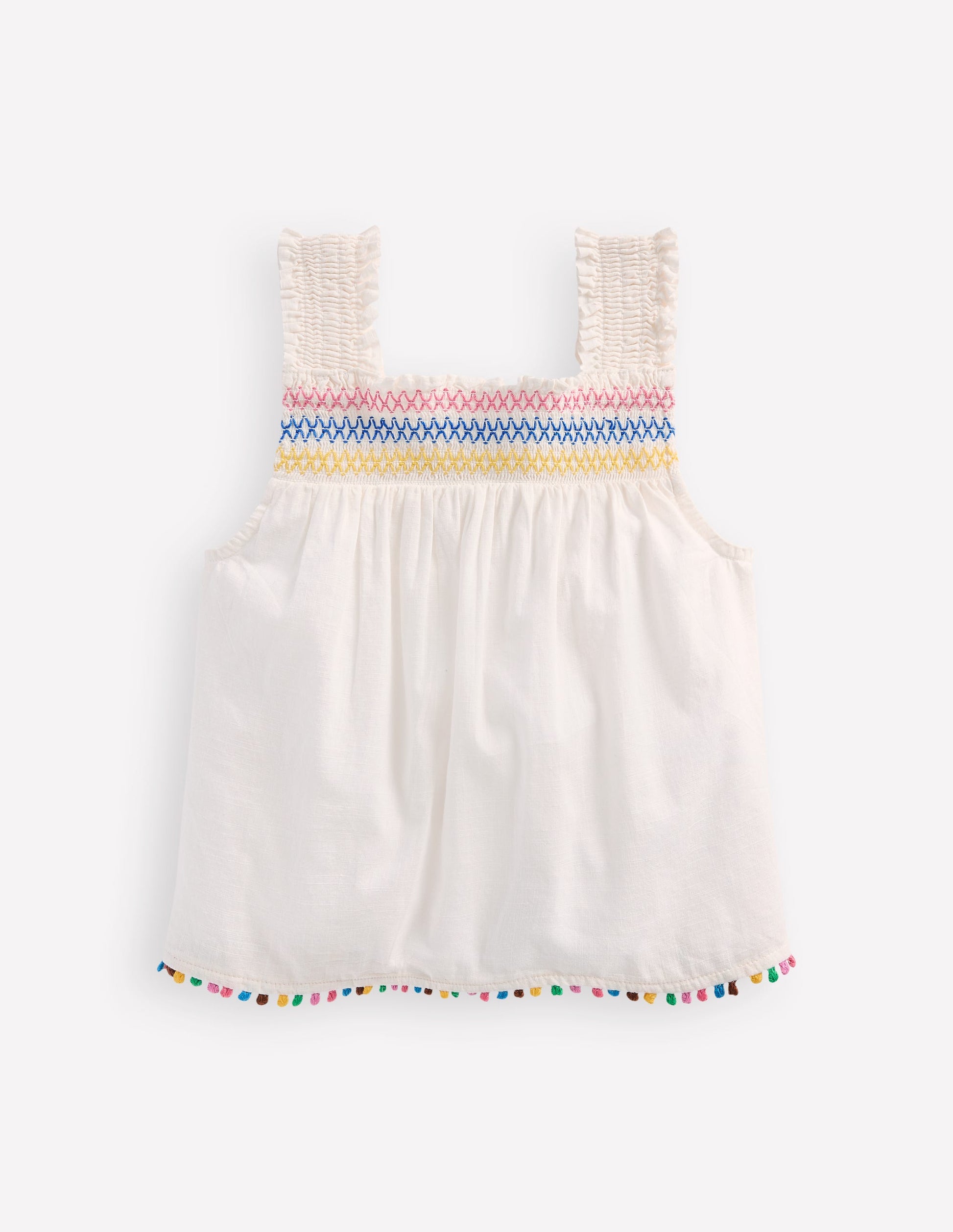 Smocked Woven Top-Soft Ivory-1