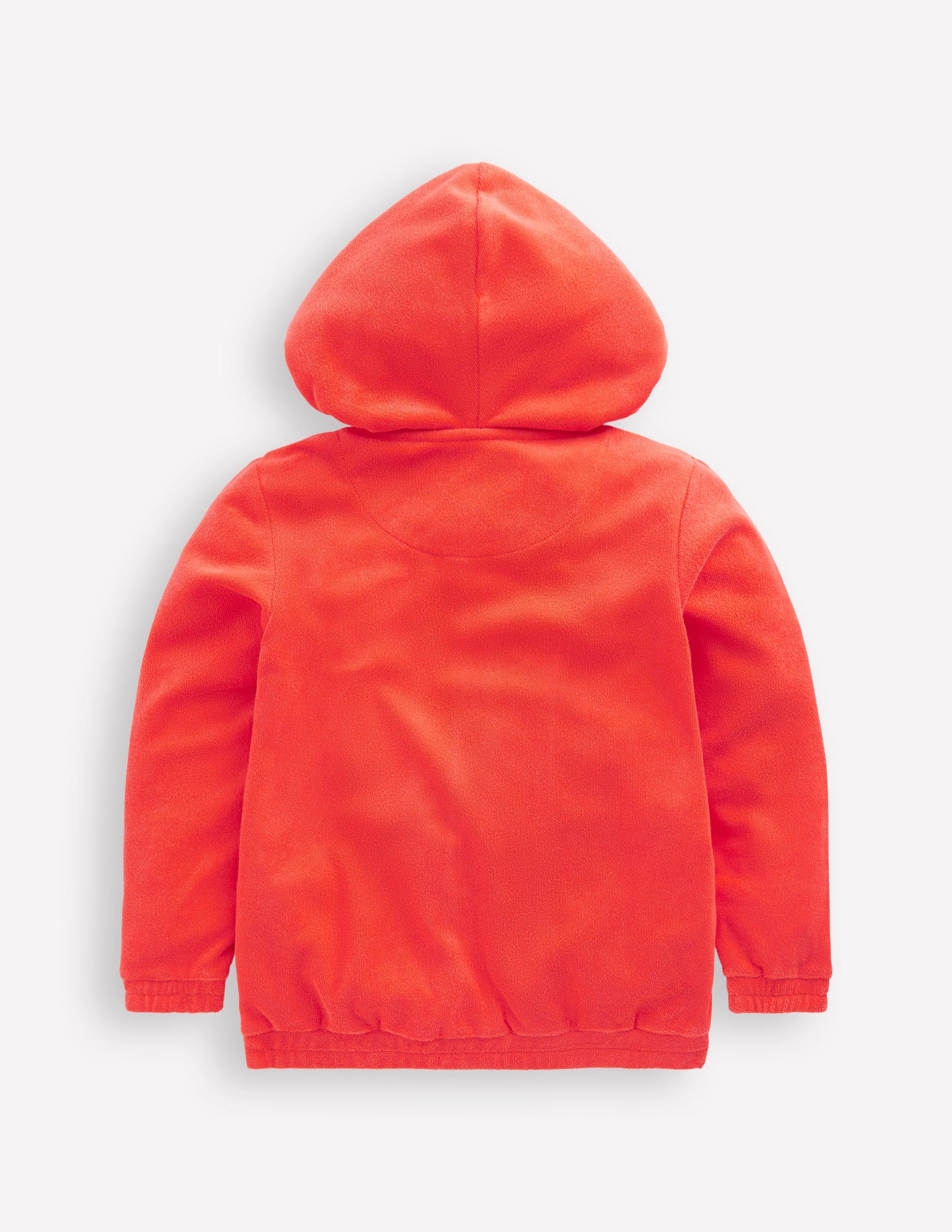 Zip-Through Towelling Hoodie-Coral Orange Flowers-2
