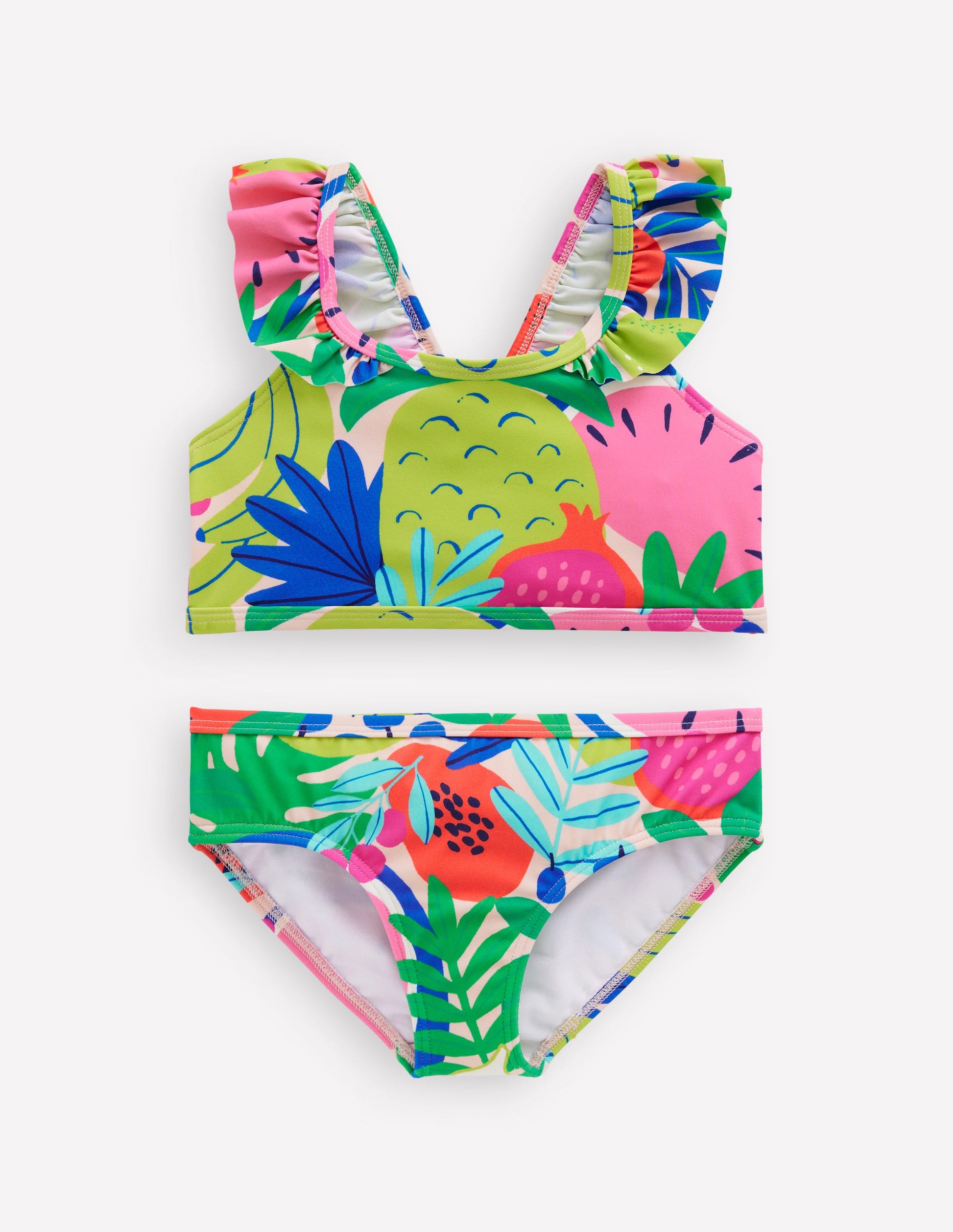 Frill Strap Bikini-Multi Tropical Fruit-1