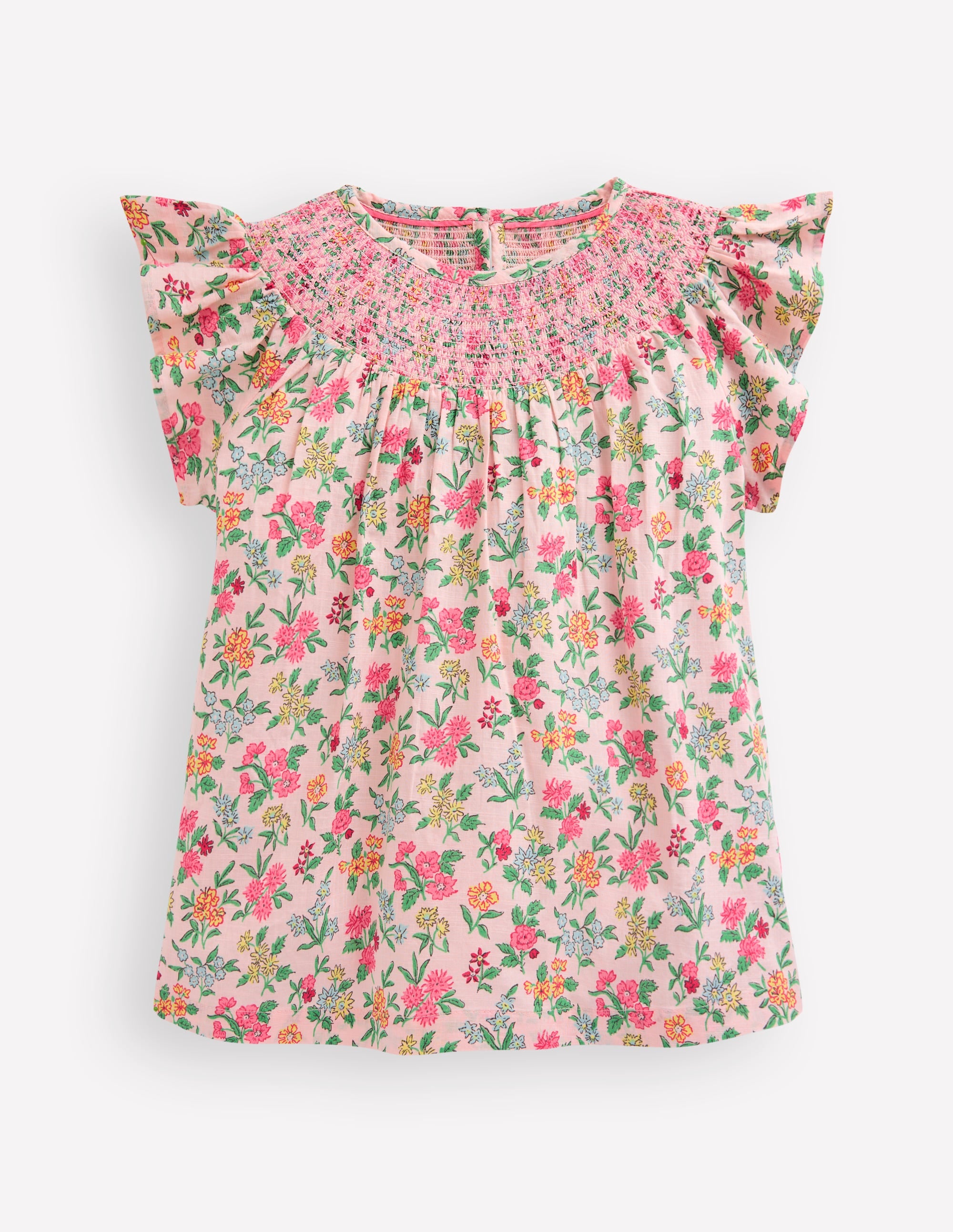 Woven Smocked Top-Chalk Pink Garden Ditsy - Image 5