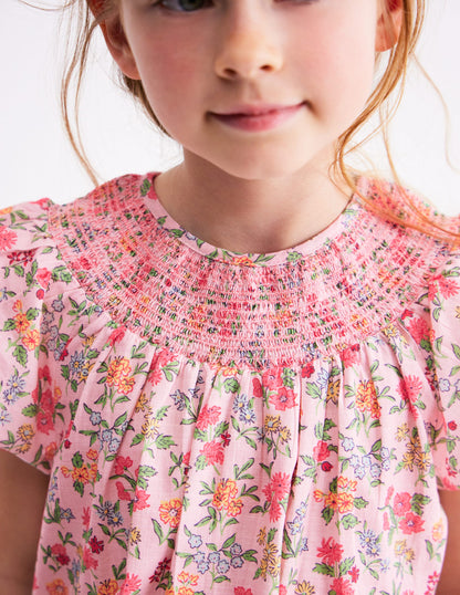 Woven Smocked Top-Chalk Pink Garden Ditsy-2