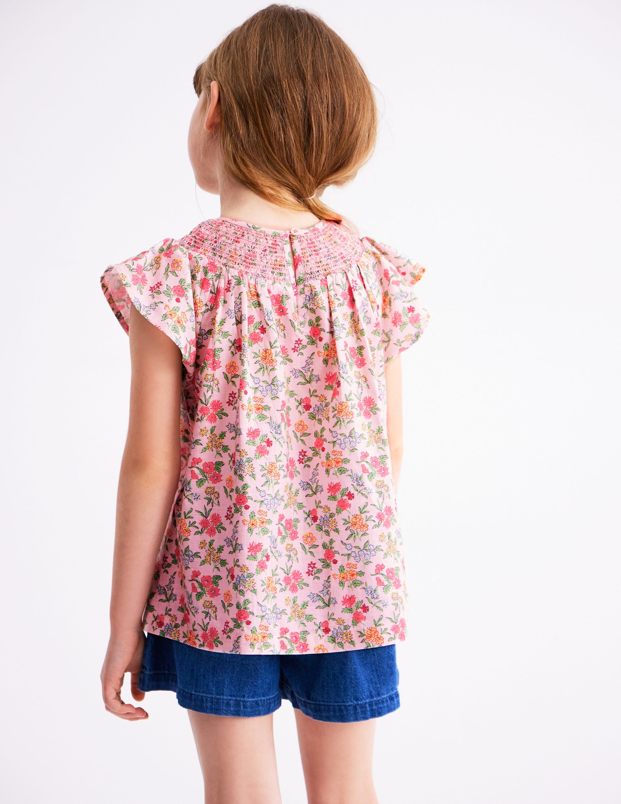 Woven Smocked Top-Chalk Pink Garden Ditsy - Image 4