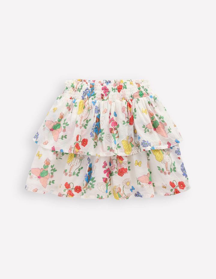 Tiered Woven Skirt-Multi Flower Fairy