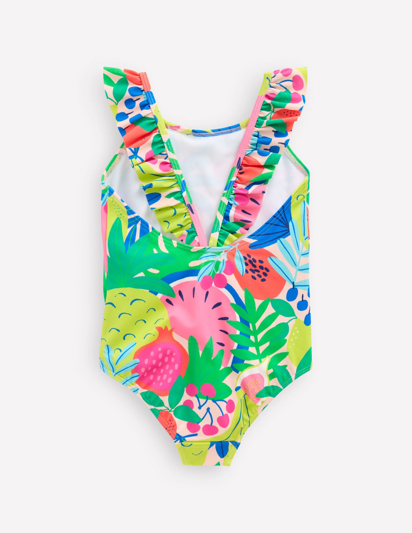 Hallie Frill Strap Swimsuit-Multi Tropical Fruit