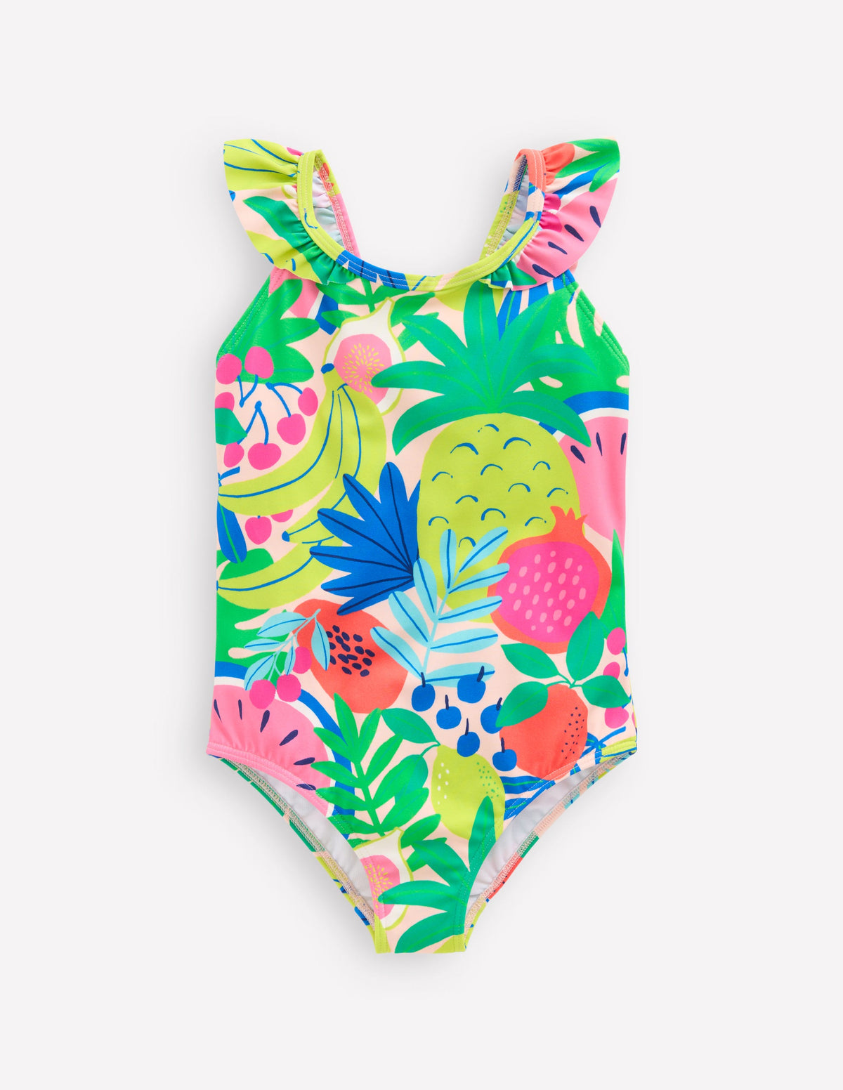 Hallie Frill Strap Swimsuit-Multi Tropical Fruit - Image 1