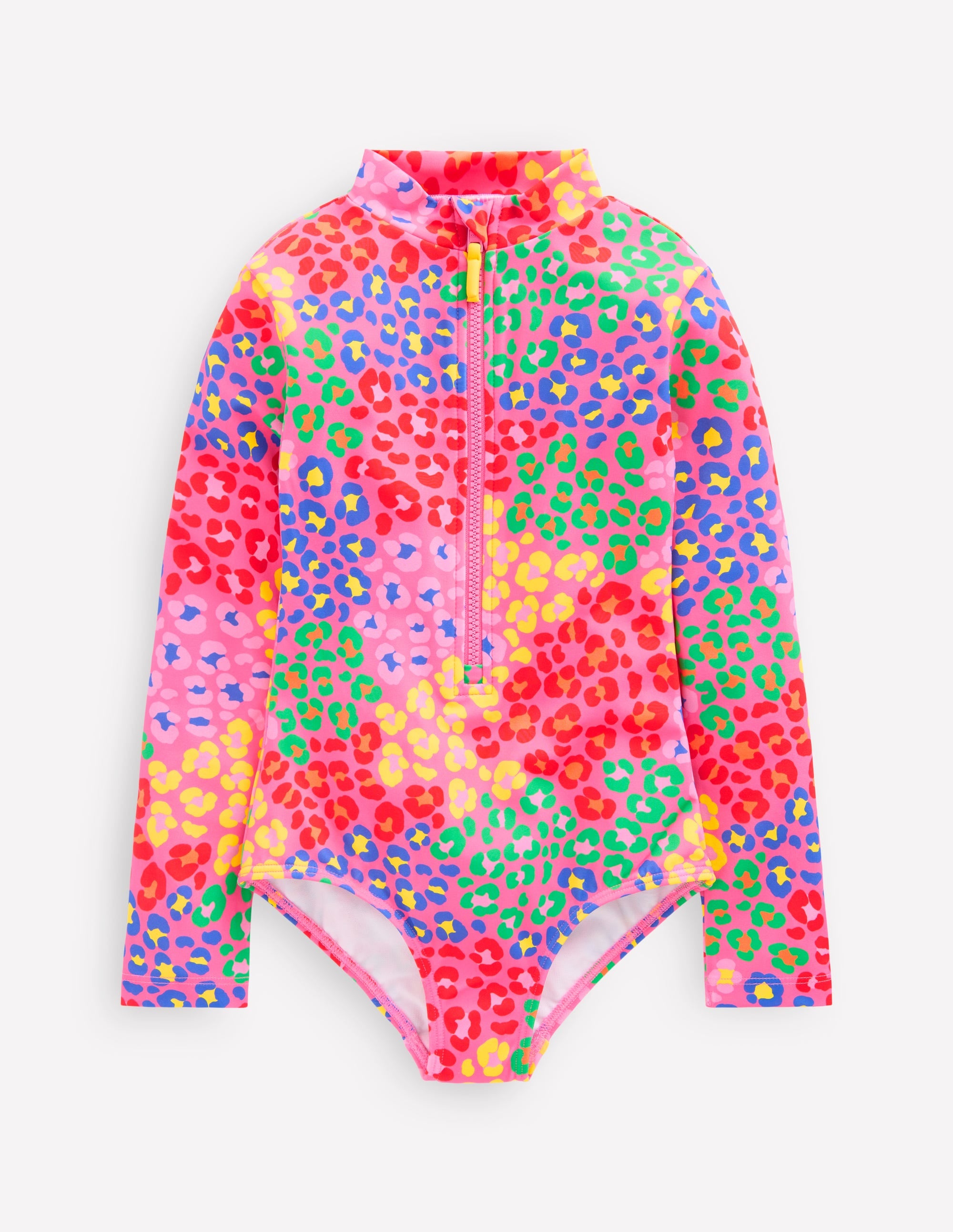 Long-sleeved Swimsuit-Pink Rainbow Leopard - Image 1