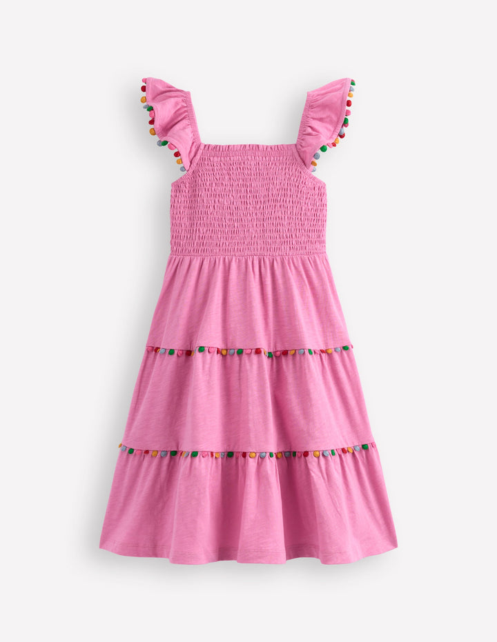 Addison Twirly Pom Dress-Pink