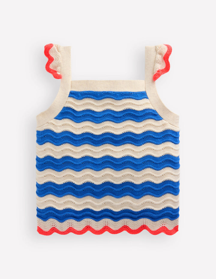 Leonore Fun Knitted Top-Blue/Ivory Stripe