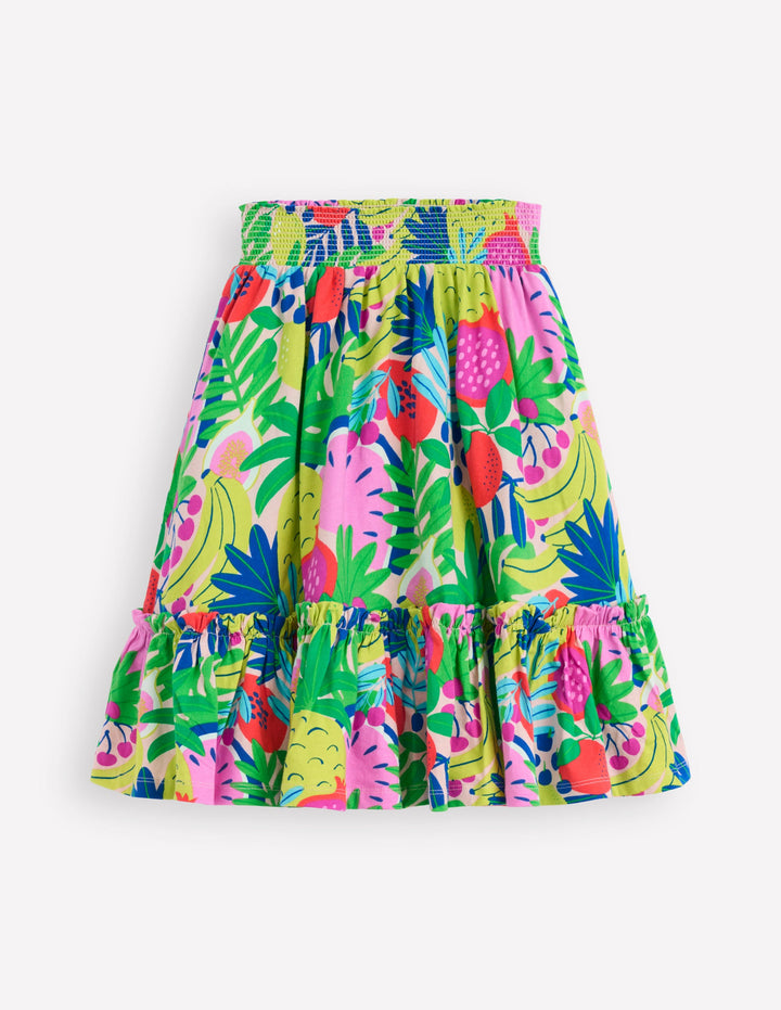 Jersey Midi Skirt-Multi Tropical Fruit