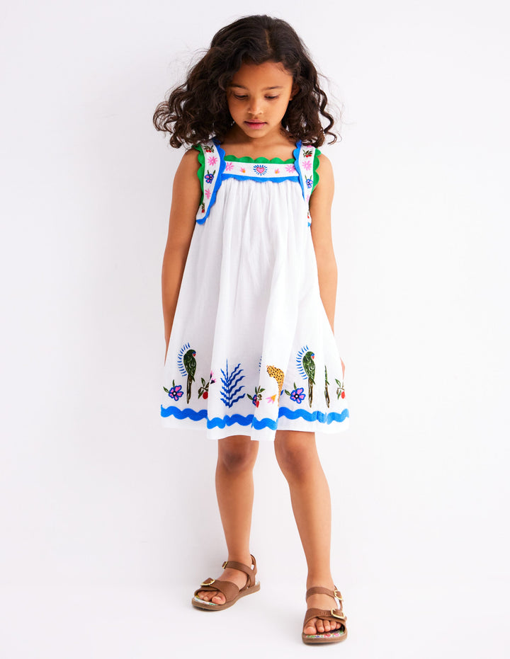 Maribel Strappy Swing Sundress-Soft Ivory Multi Jungle