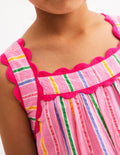 Maribel Strappy Swing Sundress-Pink Multi Stripe