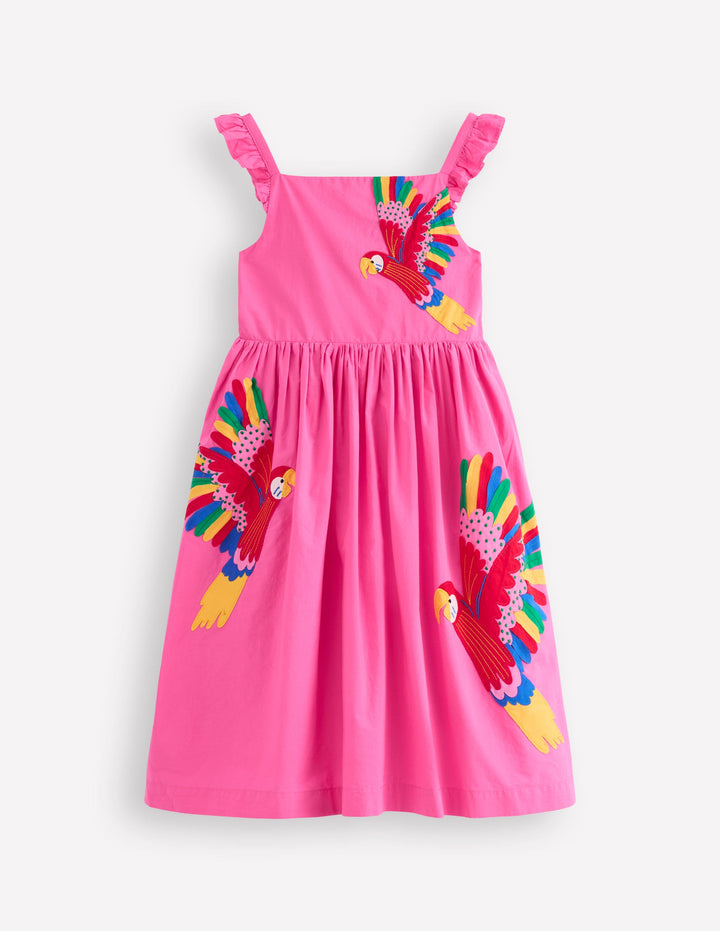 Annalisa Appliqué Sundress-Sorbet Pink Birds