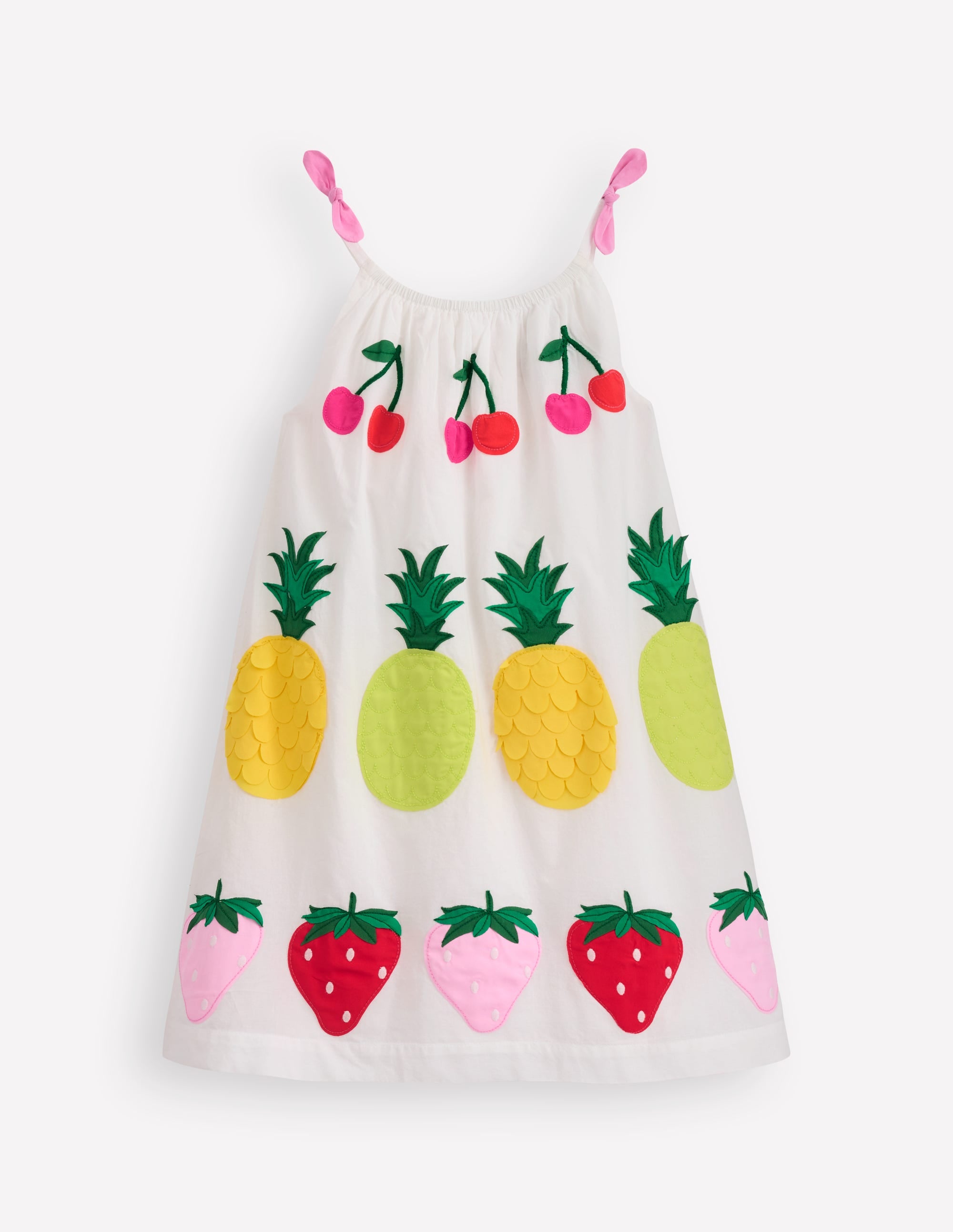 Strappy Appliqué Dress-Soft Ivory Fruit - Image 4