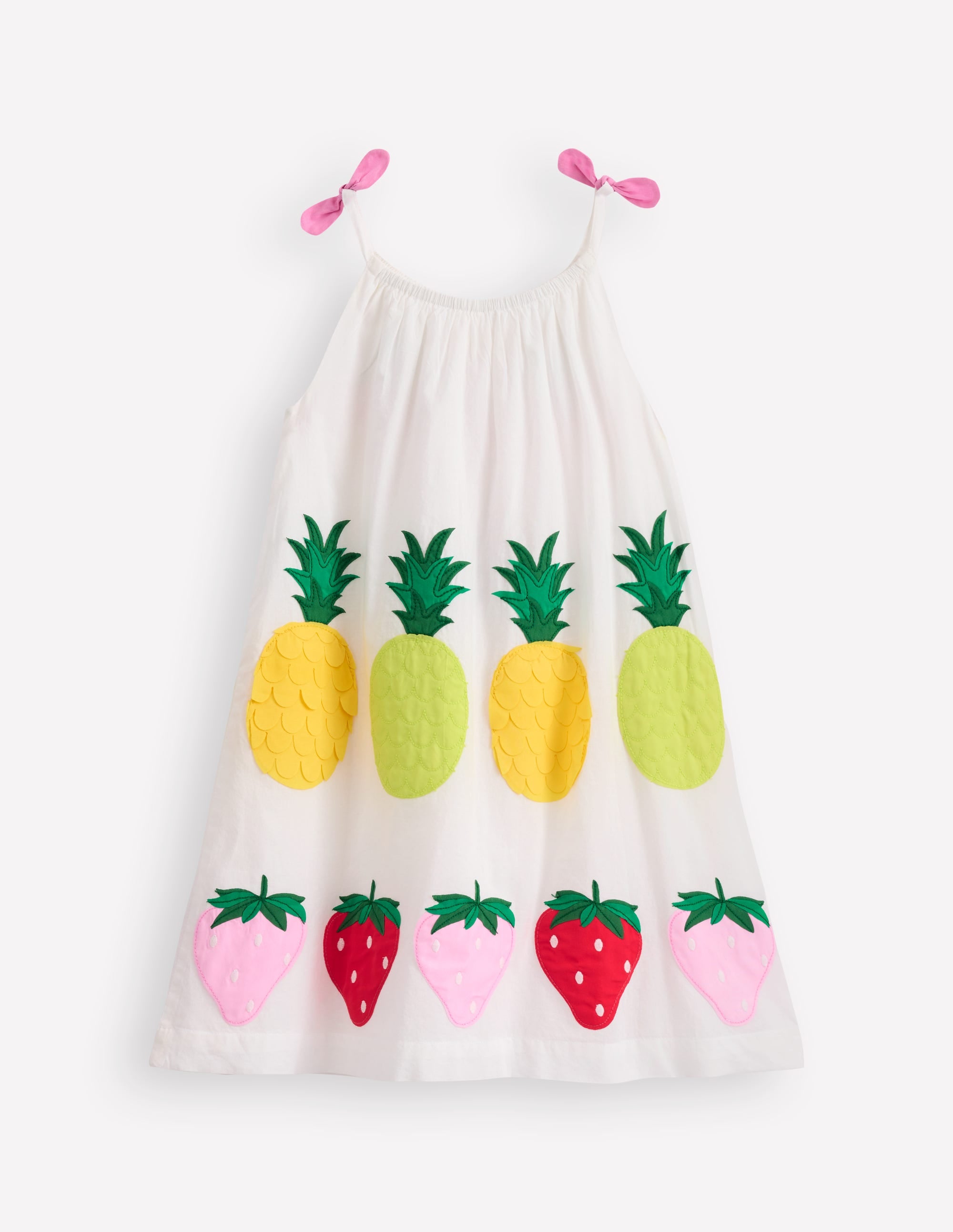 Strappy Appliqué Dress-Soft Ivory Fruit - Image 5