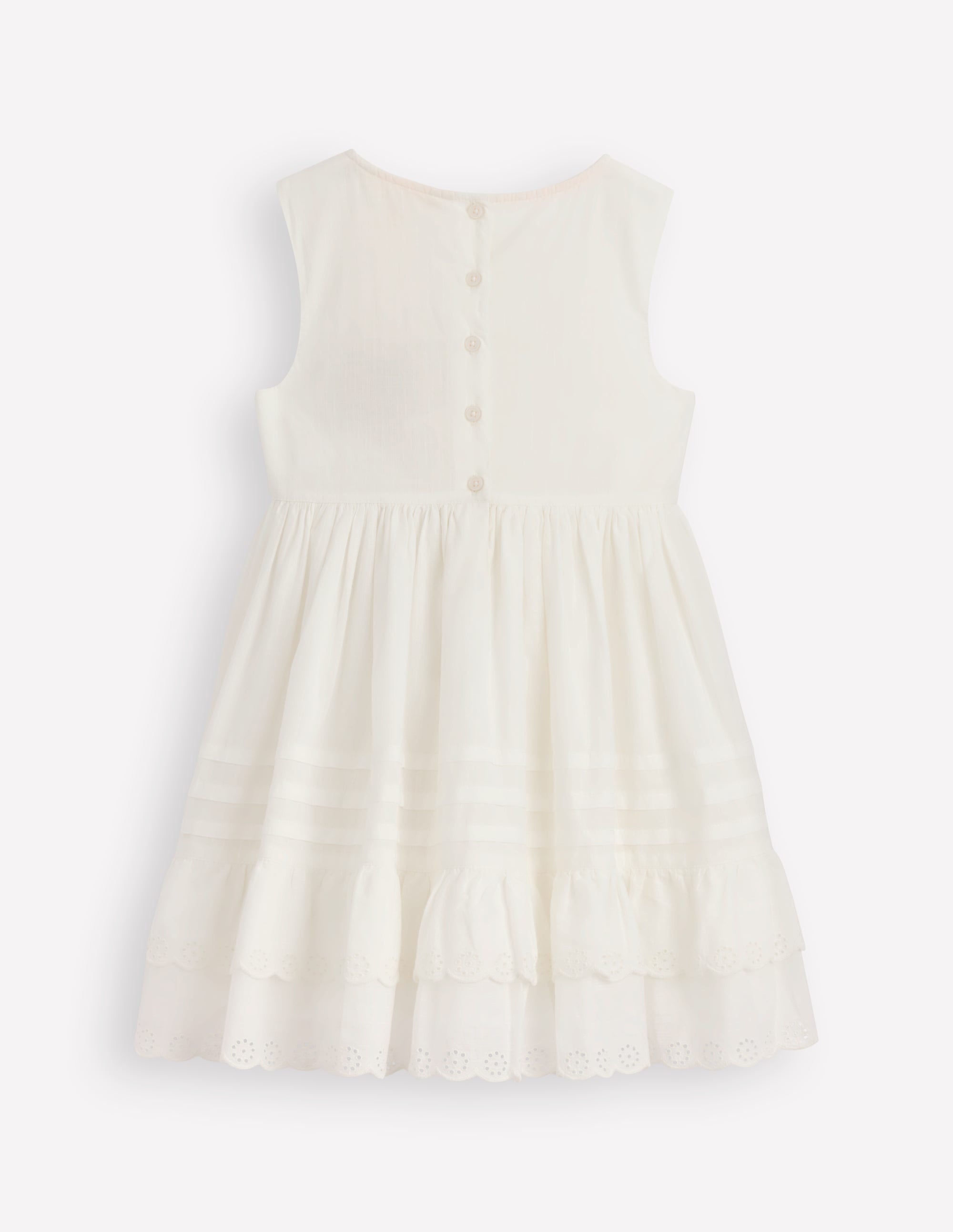 Pintuck Lace Trim Dress-Soft Ivory - Image 2