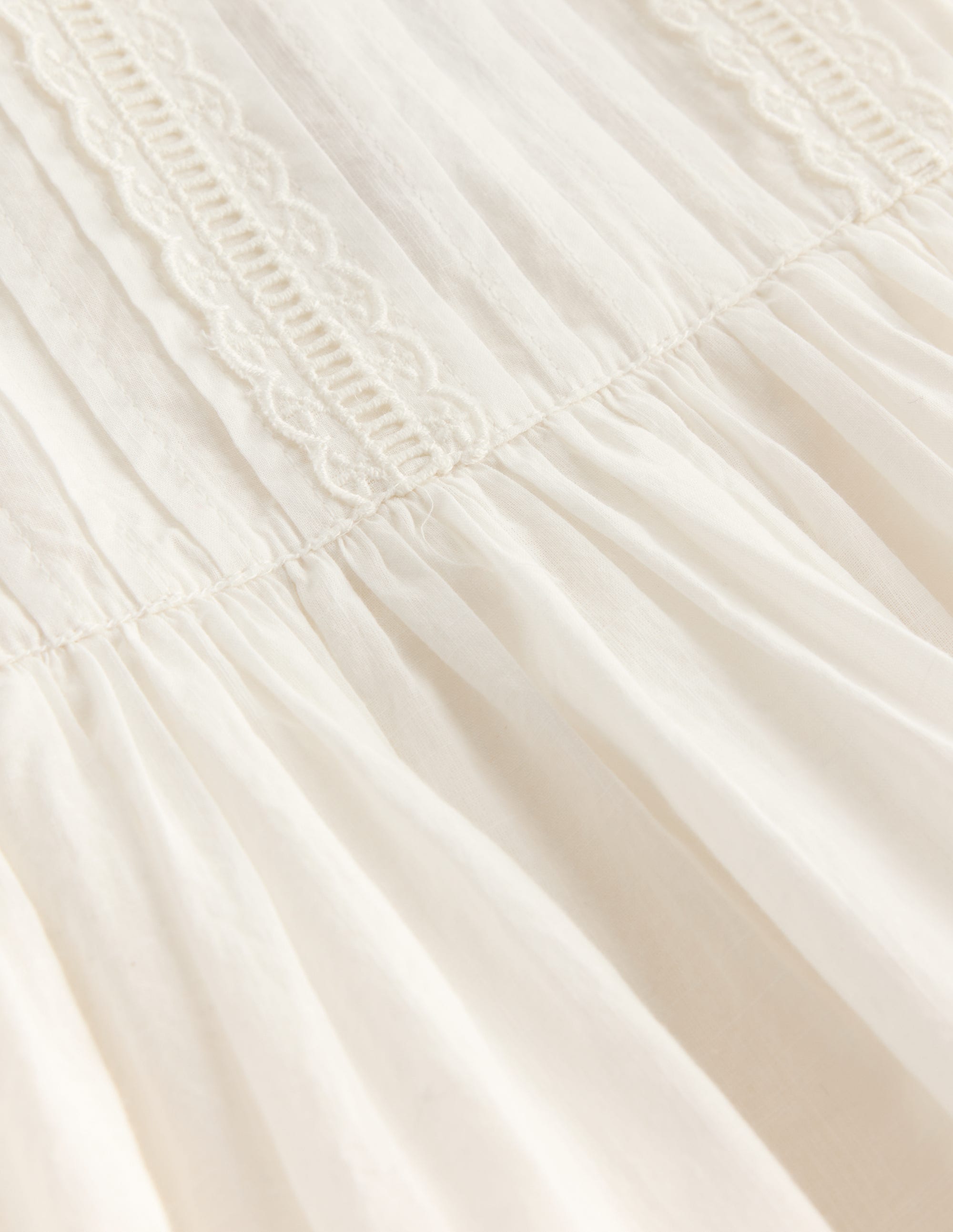 Pintuck Lace Trim Dress-Soft Ivory - Image 3