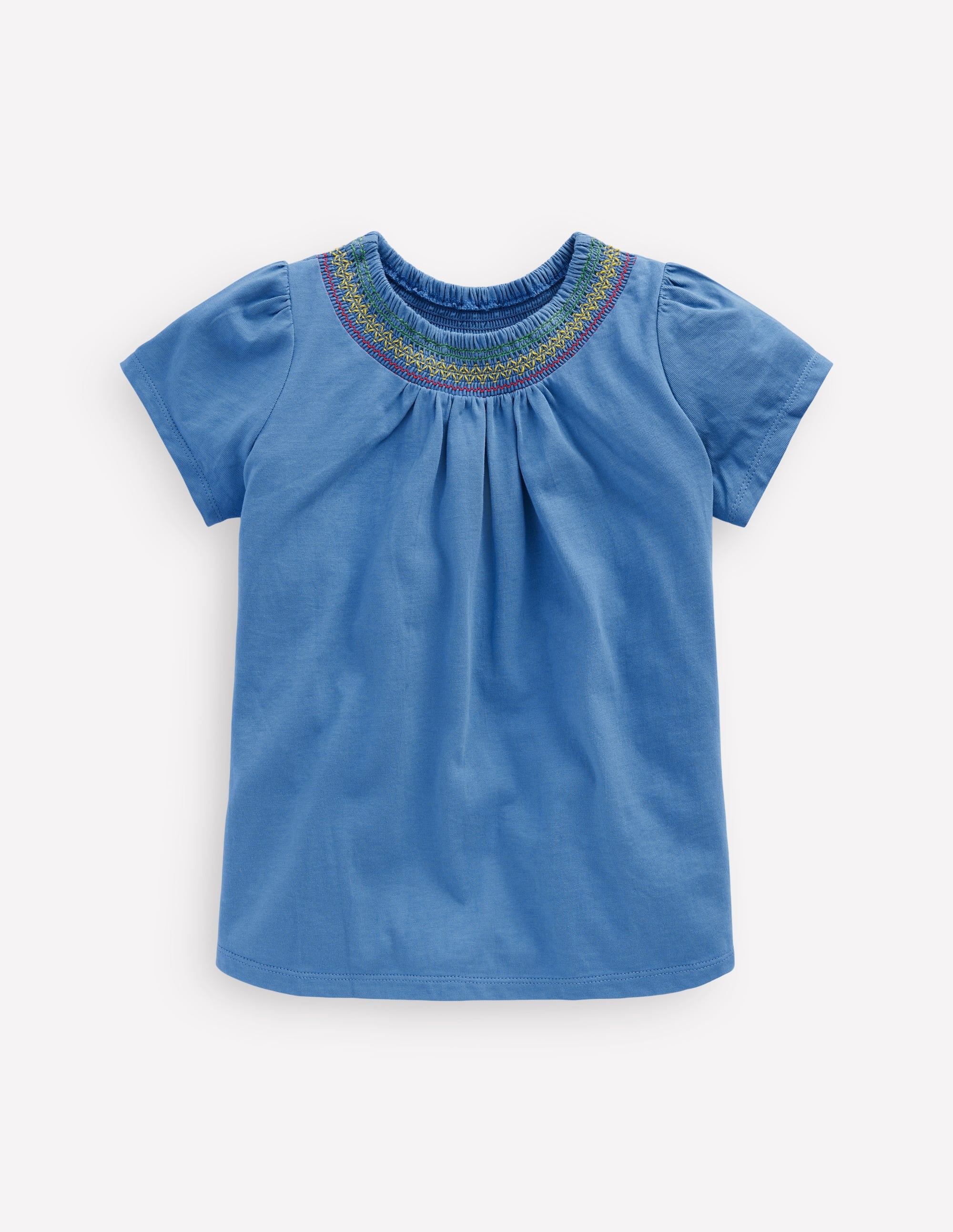 Jersey Smocked Top-Peacock Plume Blue - Image 1