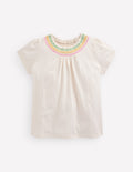 Jersey Smocked Top-Soft Ivory