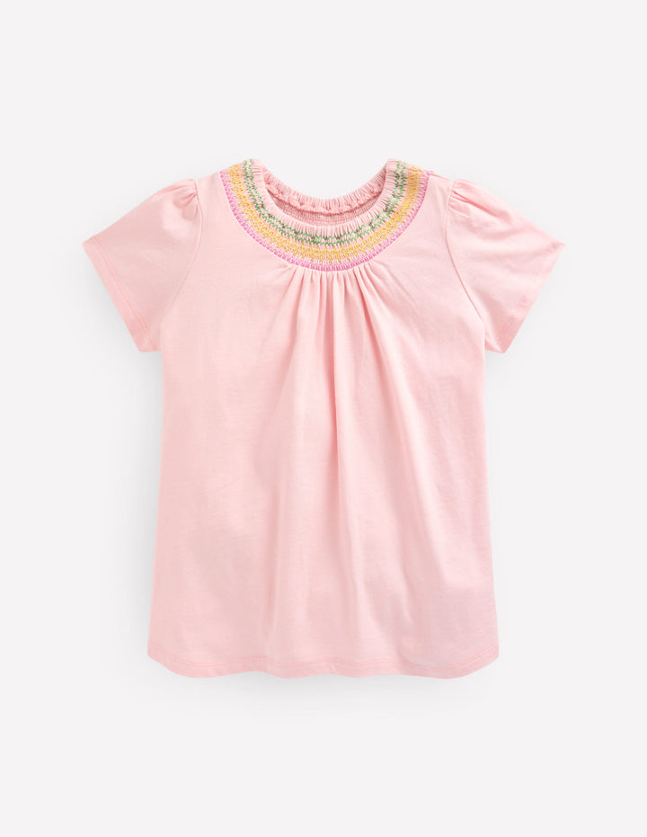 Jersey Smocked Top-Chalk Pink