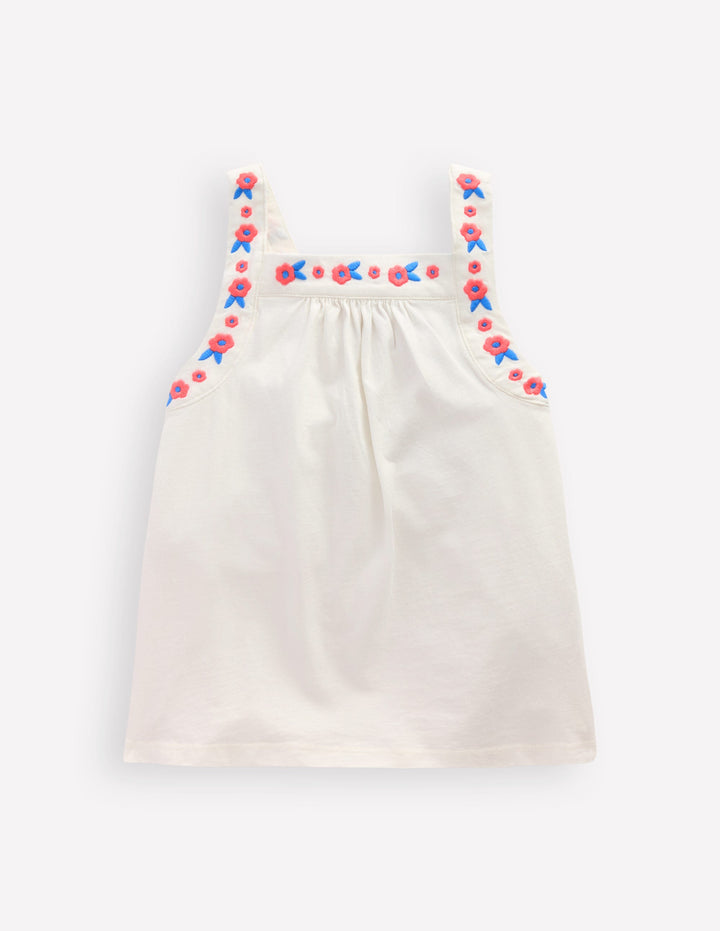 Embroidered Sleeveless Top-Soft Ivory