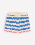 Knitted Shorts-Blue/ivory Stripe