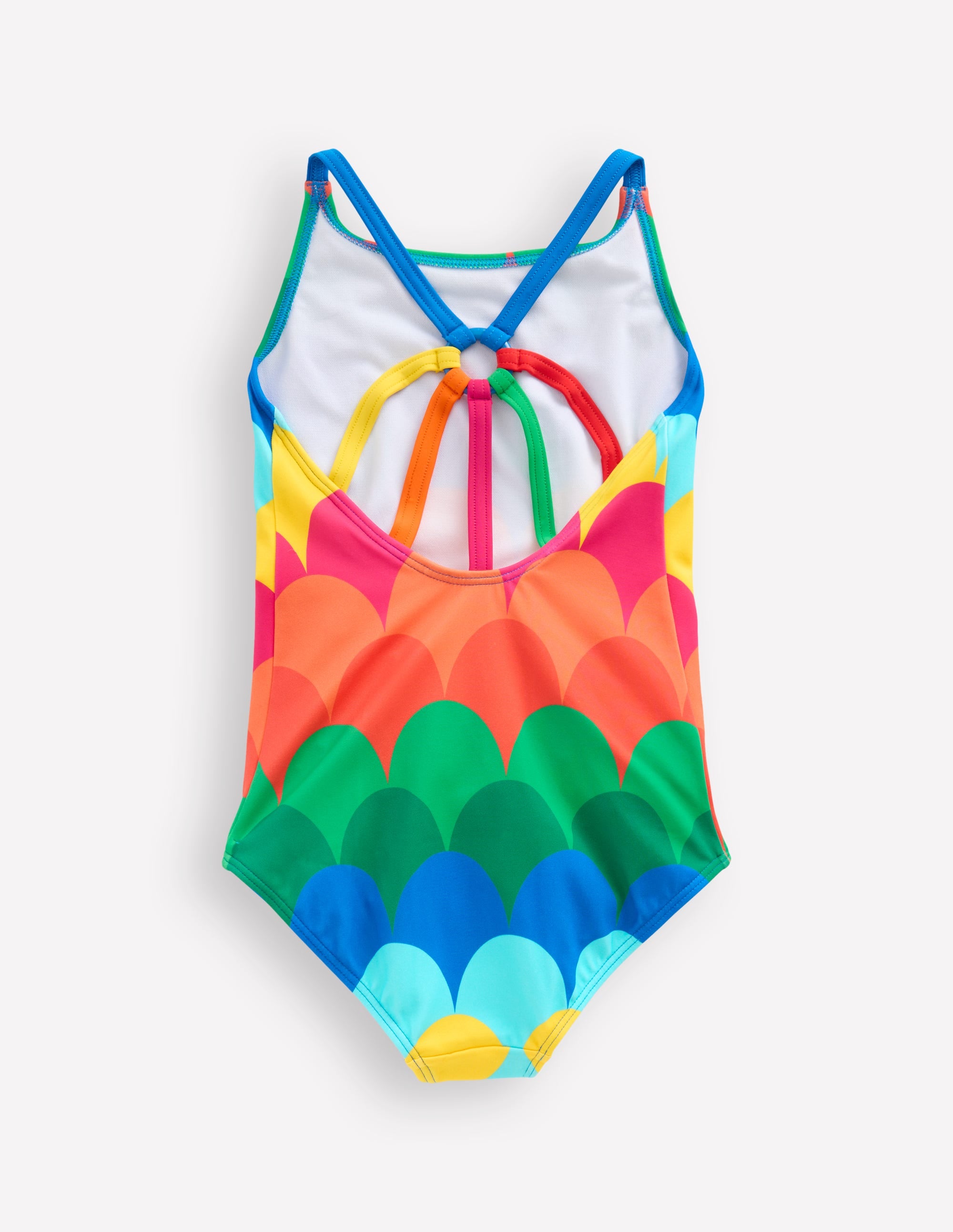 Selena Rainbow Strap Swimsuit-Multi Scallop Stripe - Image 2