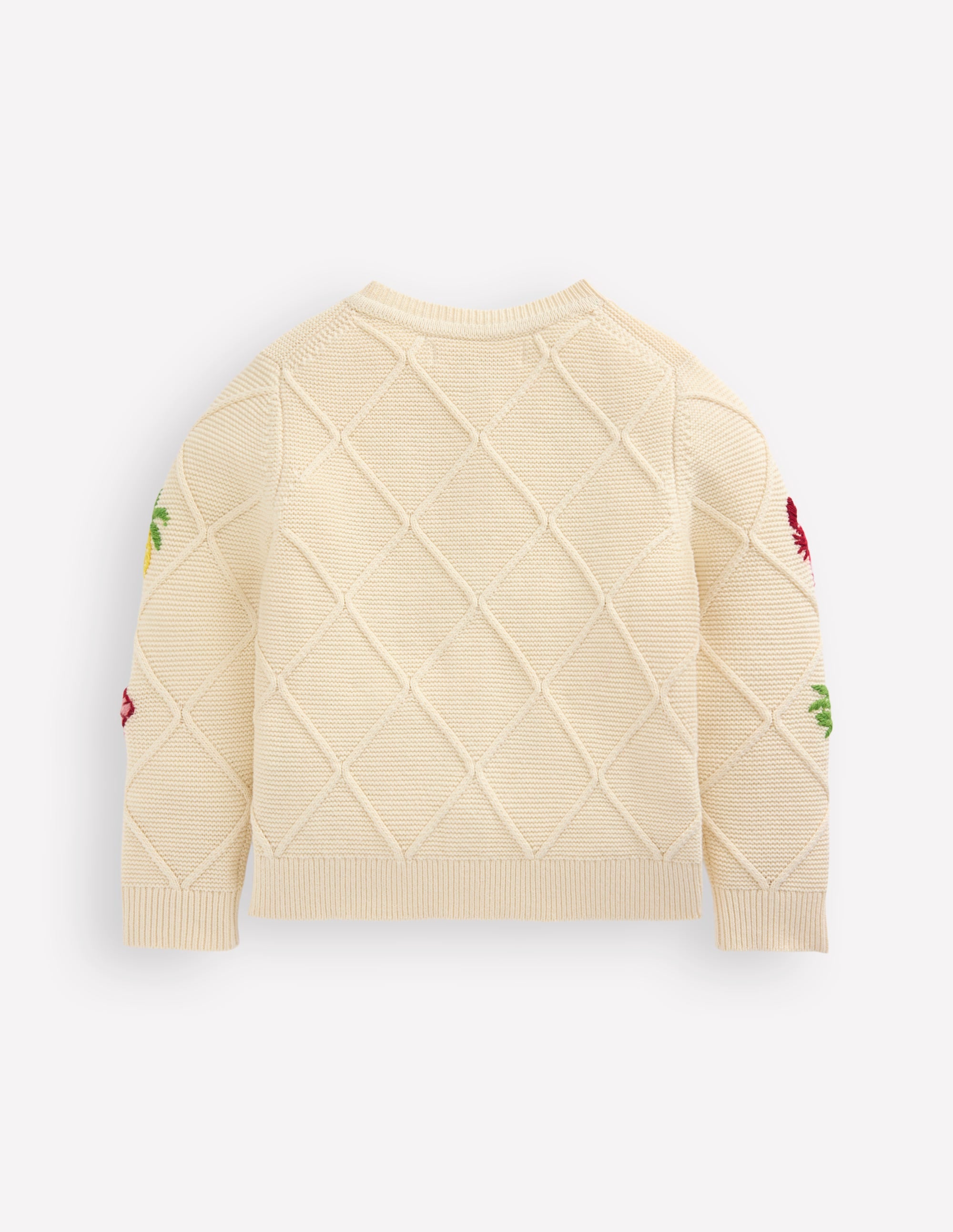 Embroidered Pointelle Cardigan-Ecru Tropical Tile - Image 6