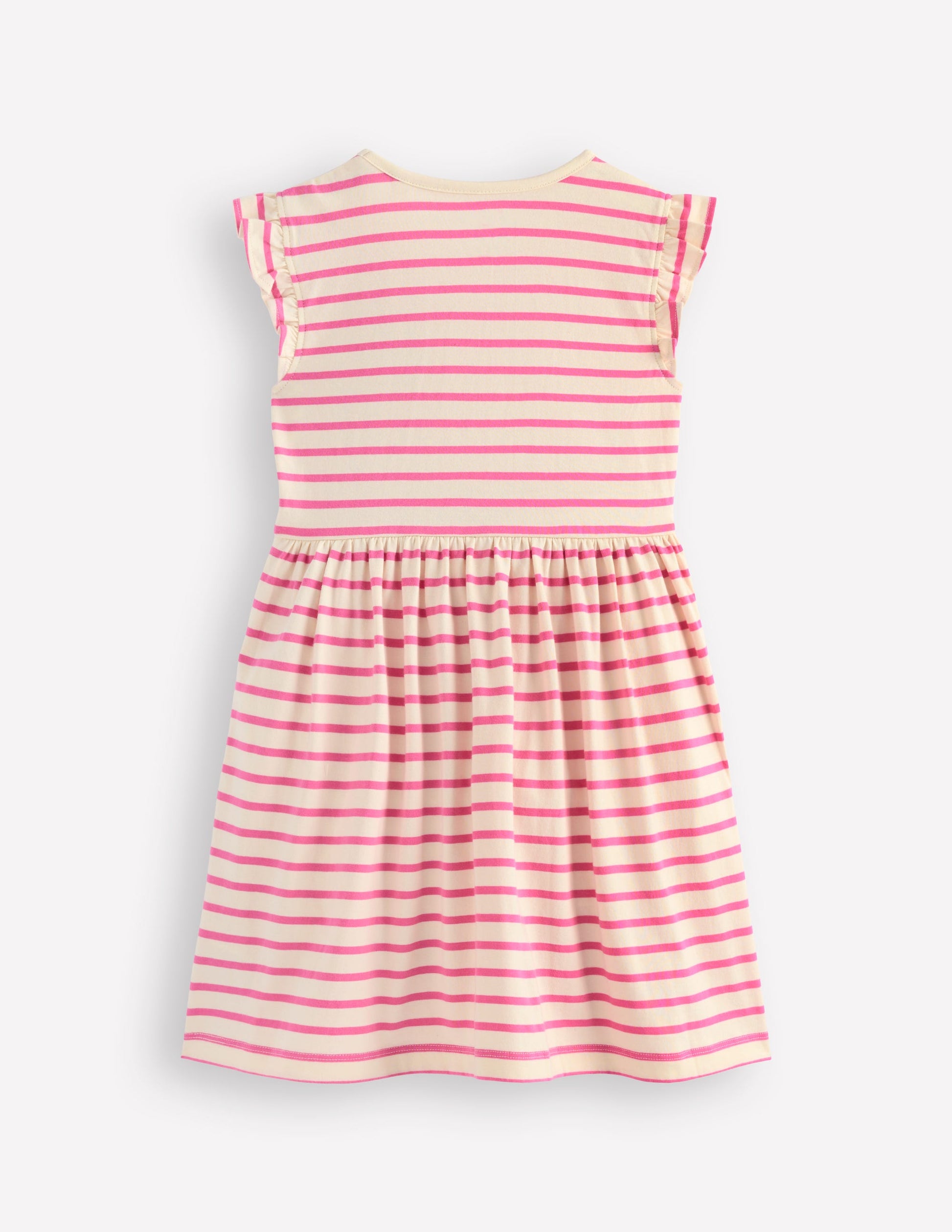 Flutter Sleeve Appliqué Dress-Pink Stripe Cakes-2