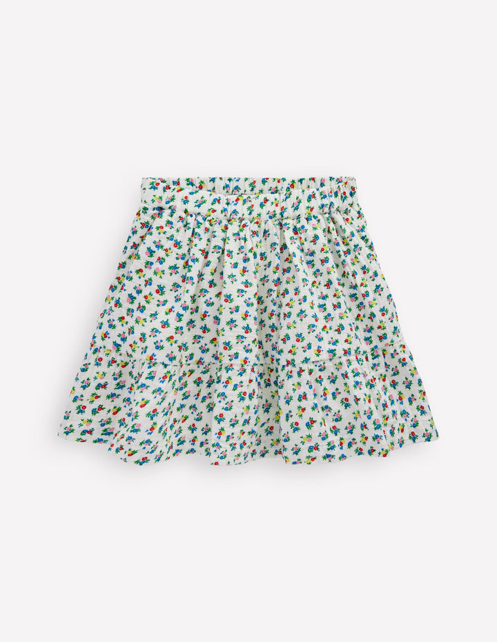 Double Cloth Printed Skirt-Soft Ivory Ditsy Floral