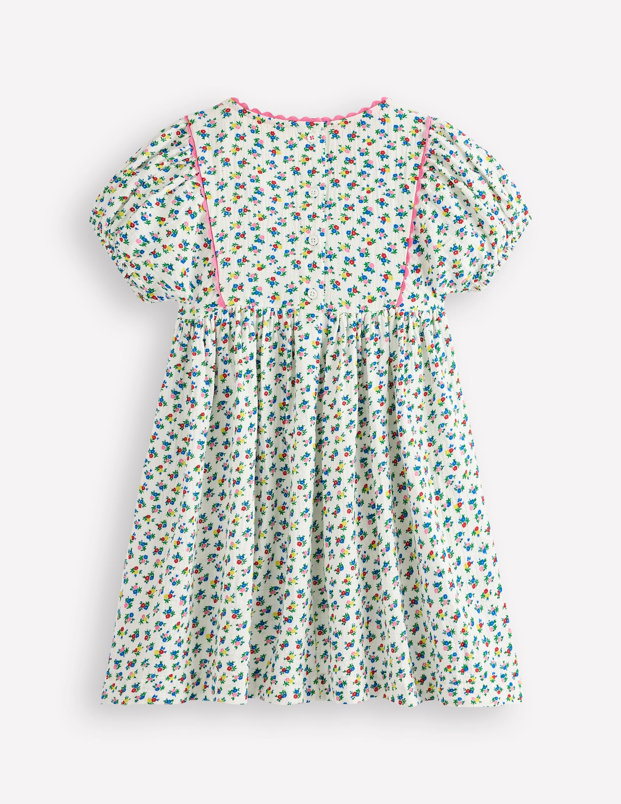 Puff Sleeve Double Cloth Dress-Soft Ivory Ditsy Floral - Image 2