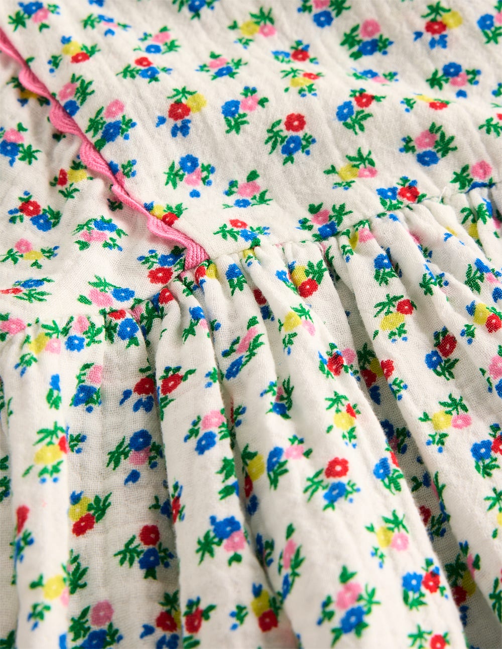 Puff Sleeve Double Cloth Dress-Soft Ivory Ditsy Floral-3