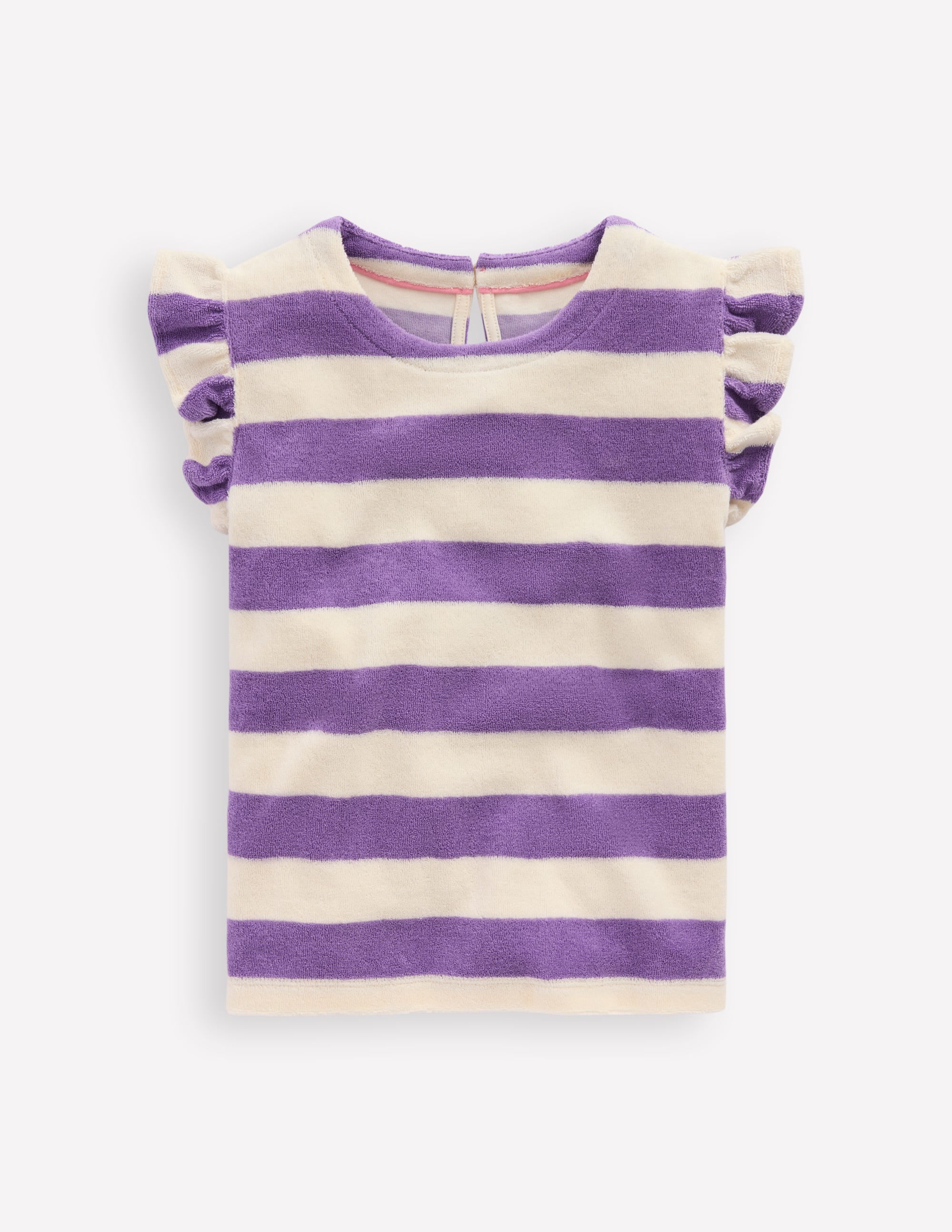 Relaxed Towelling Top-Soft Ivory/Aster Purple - Image 1