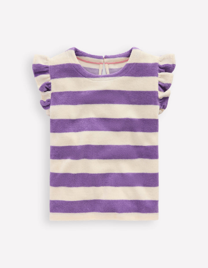 Relaxed Towelling Top-Soft Ivory/Aster Purple
